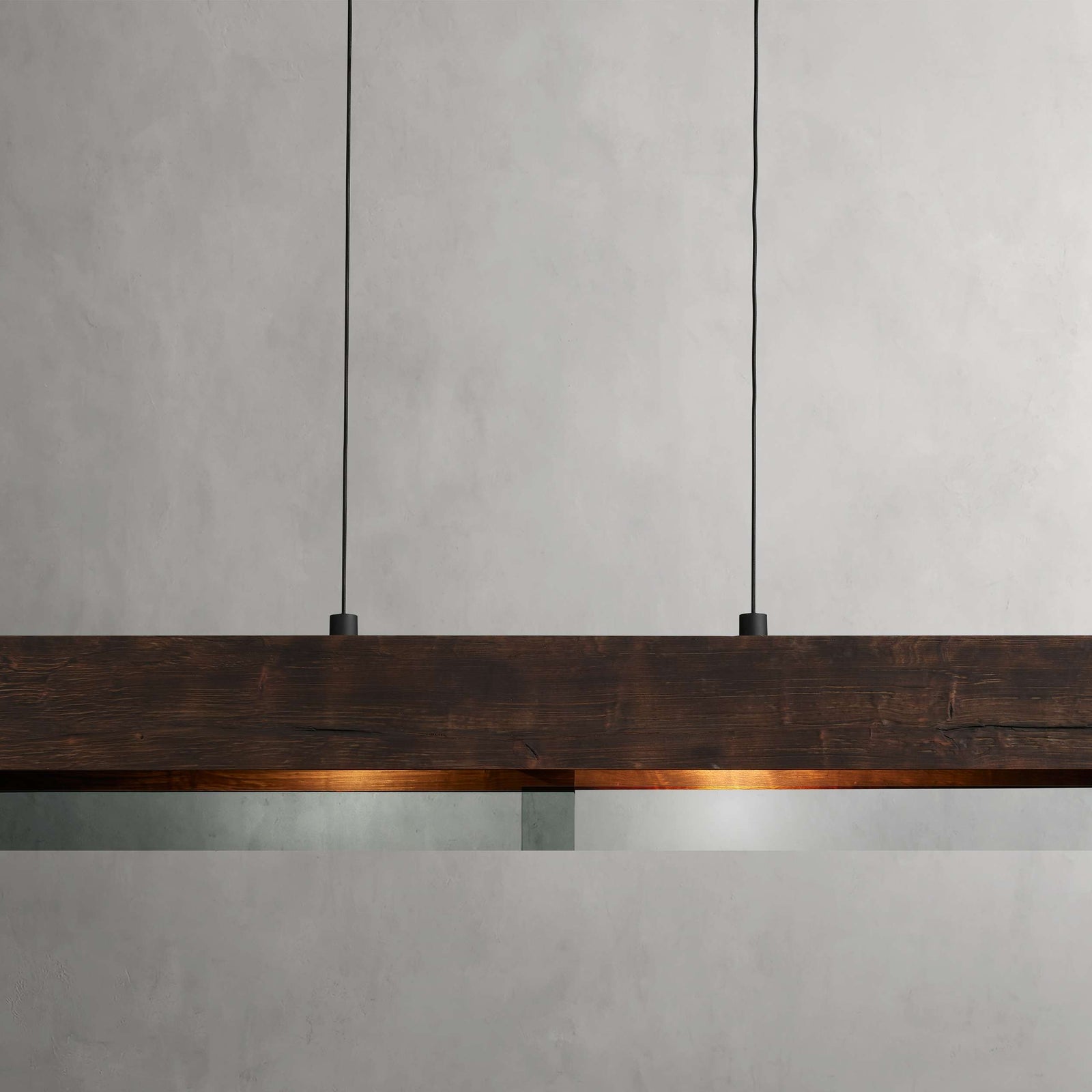 Black Glass Linear chandelier - Junia Wisp for dining room view 1