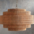 Black Rattan Tiered chandelier - Aster Arc for dining room view 1