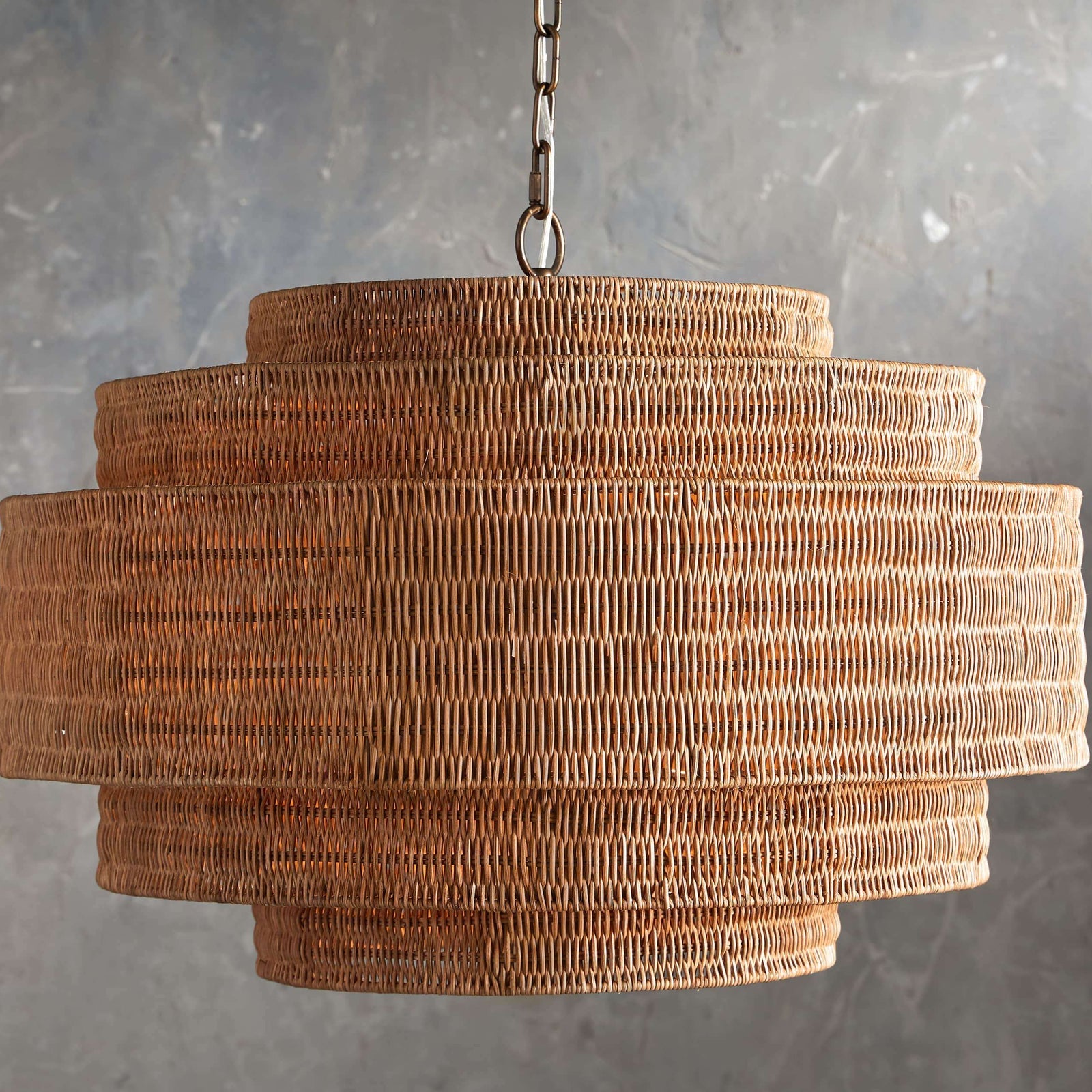 Black Rattan Tiered chandelier - Aster Arc for dining room view 1