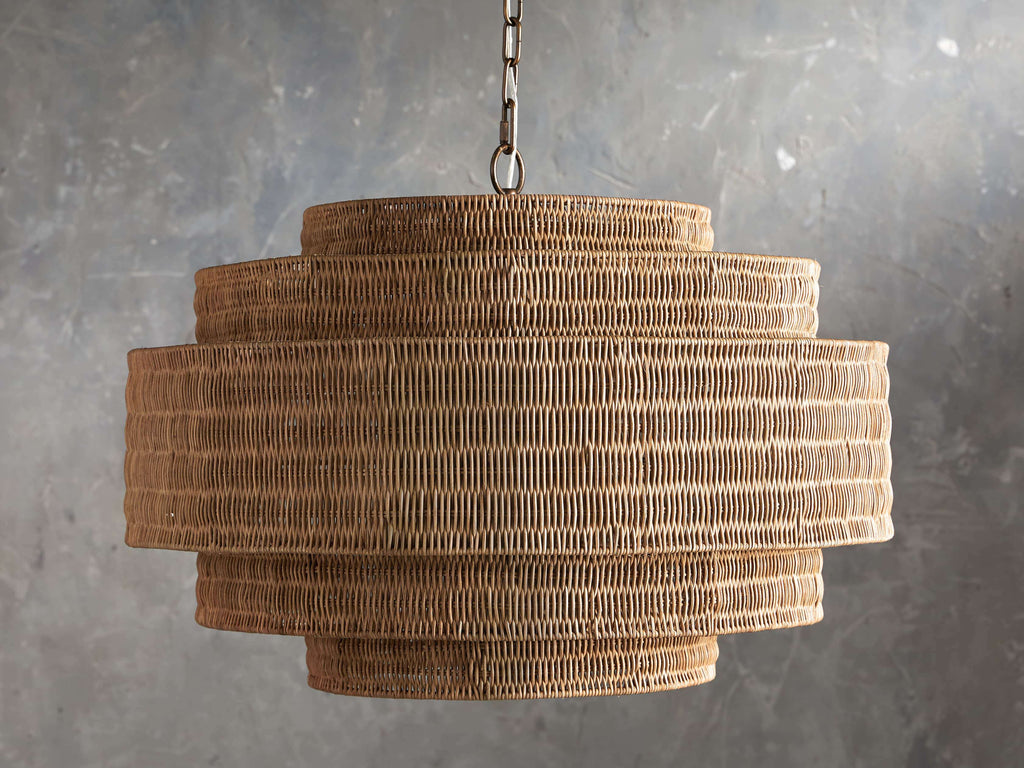 Black Rattan Tiered chandelier - Aster Arc for dining room view 25