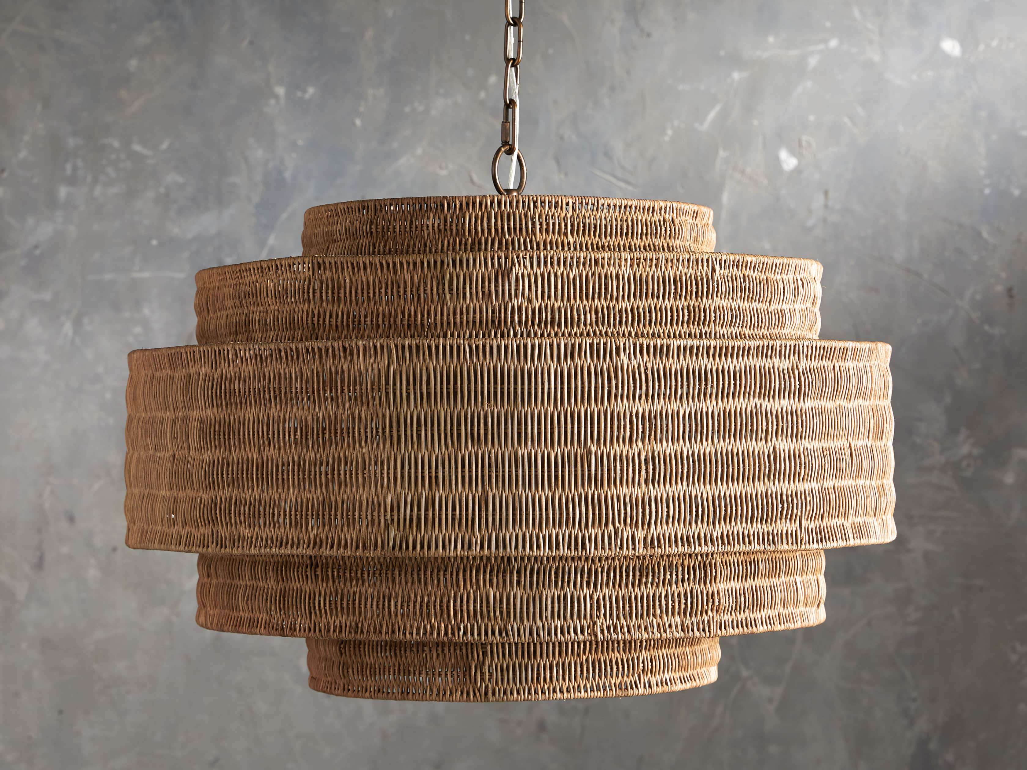 Black Rattan Tiered chandelier - Aster Arc for dining room view 25