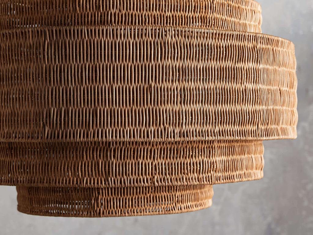 Black Rattan Tiered chandelier - Aster Arc for dining room view 26