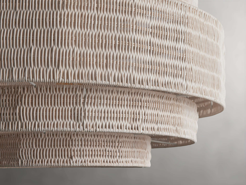 Black Rattan Tiered chandelier - Aster Arc for dining room view 9