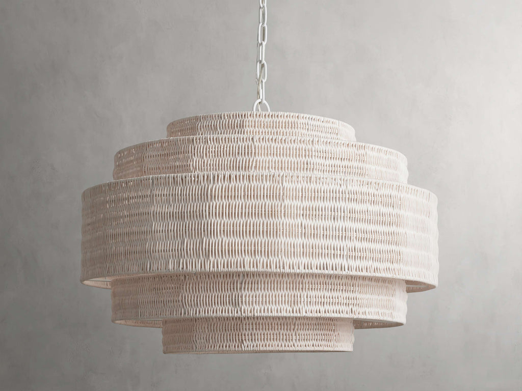 Black Rattan Tiered chandelier - Aster Arc for dining room view 8