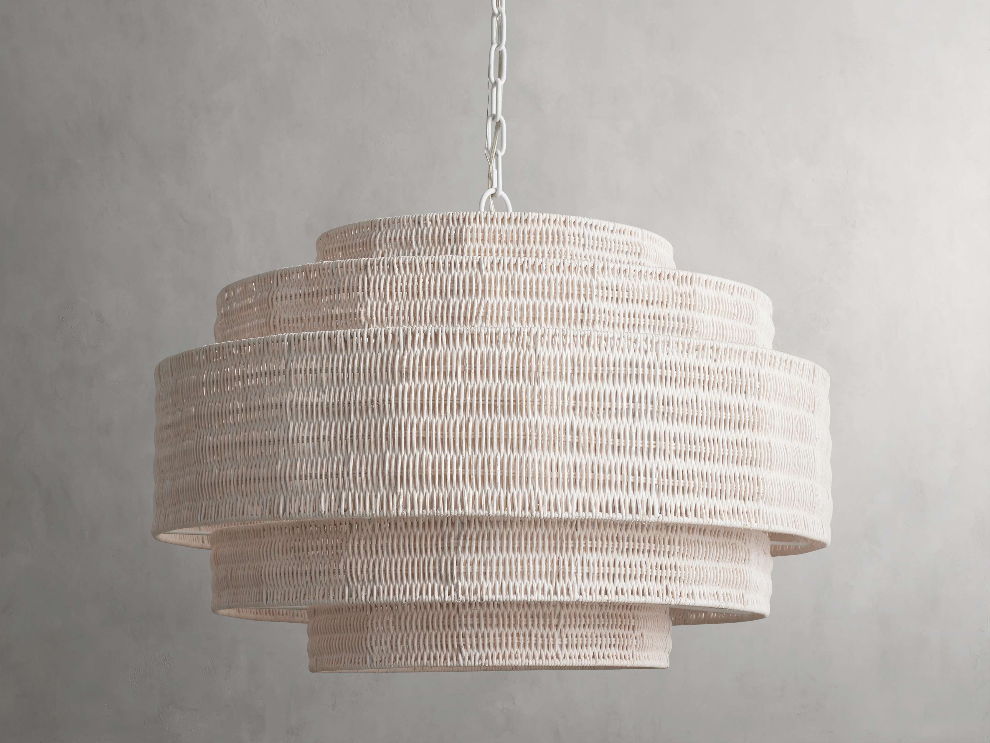 Black Rattan Tiered chandelier - Aster Arc for dining room view 8