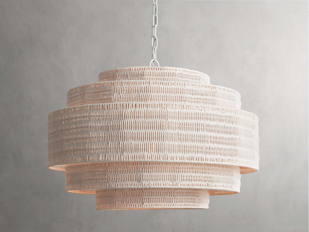 Black Rattan Tiered chandelier - Aster Arc for dining room view 21