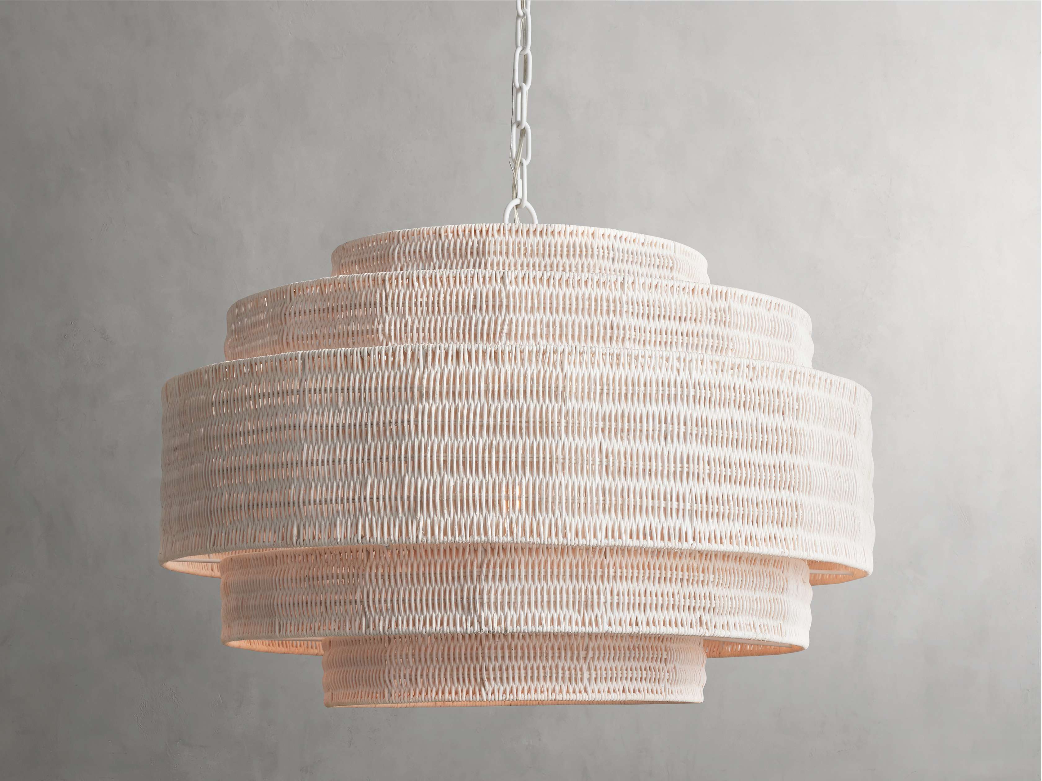 Black Rattan Tiered chandelier - Aster Arc for dining room view 21
