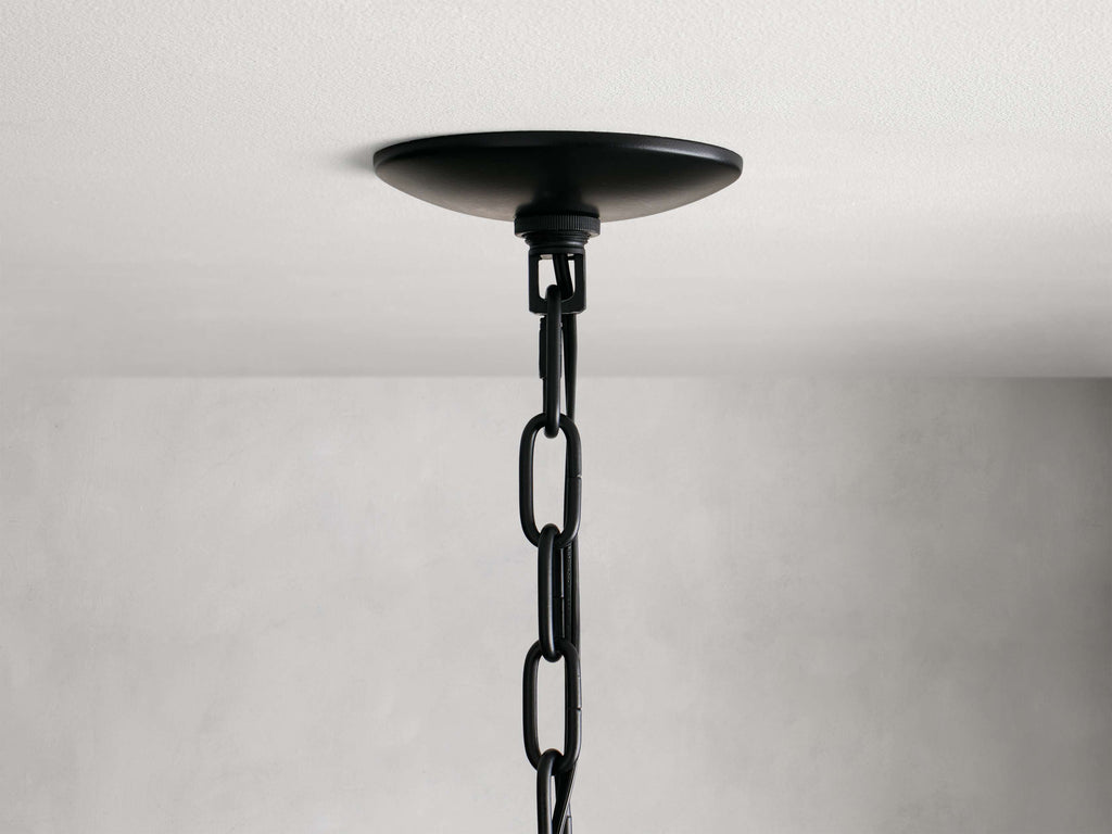 Black Rattan Tiered chandelier - Aster Arc for dining room view 17