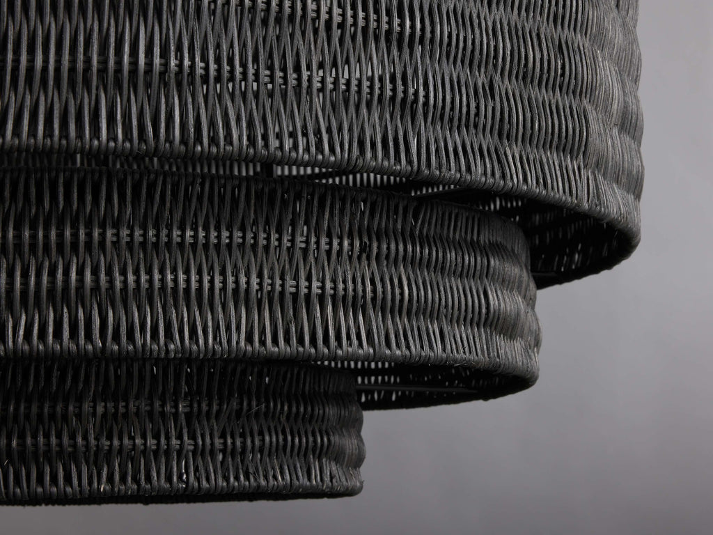 Black Rattan Tiered chandelier - Aster Arc for dining room view 16