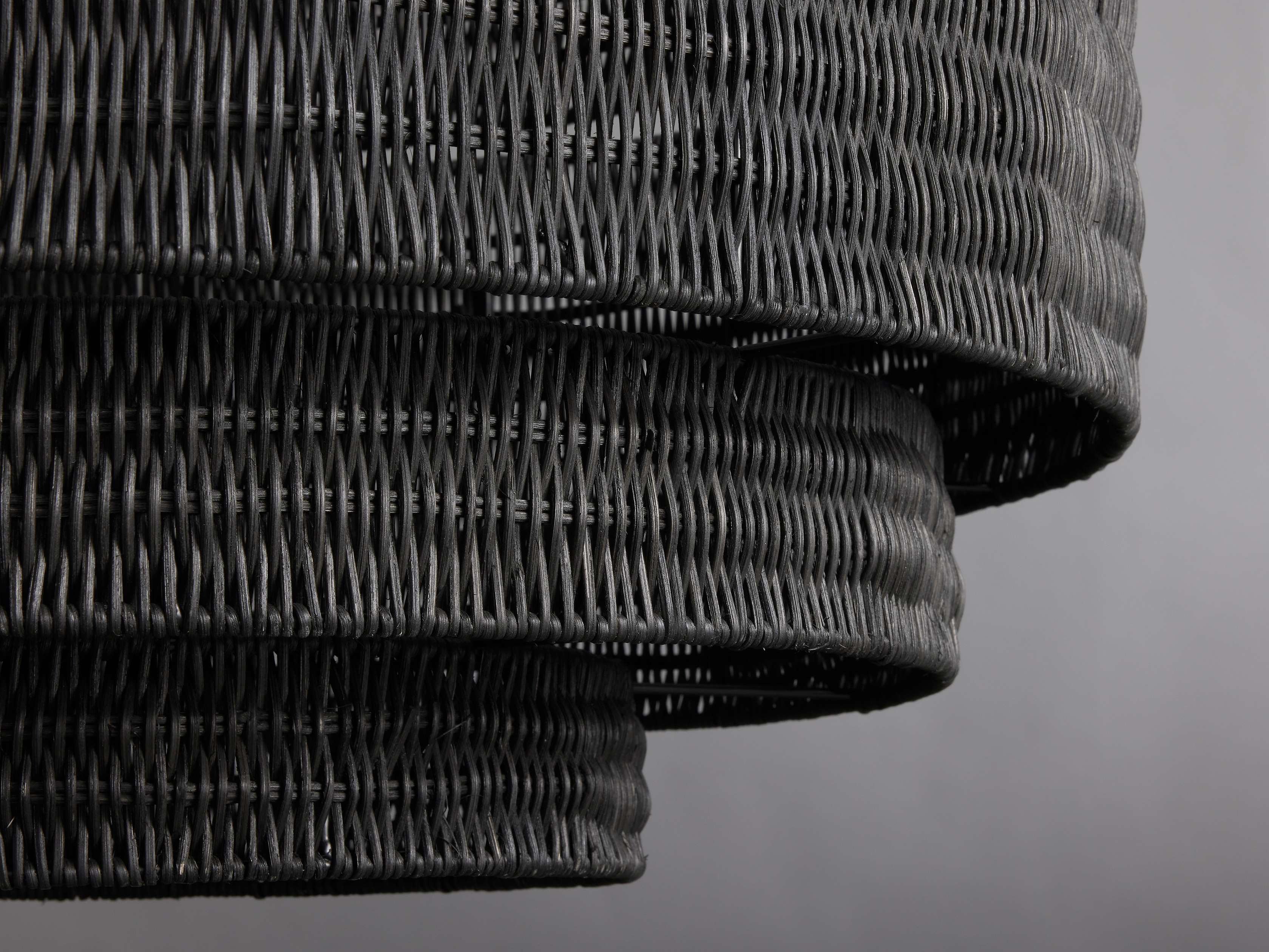 Black Rattan Tiered chandelier - Aster Arc for dining room view 16