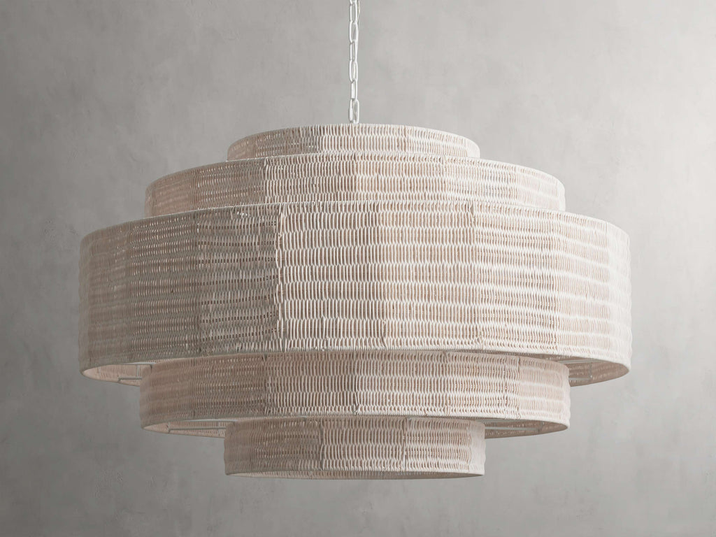 Black Rattan Tiered chandelier - Aster Arc for dining room view 12