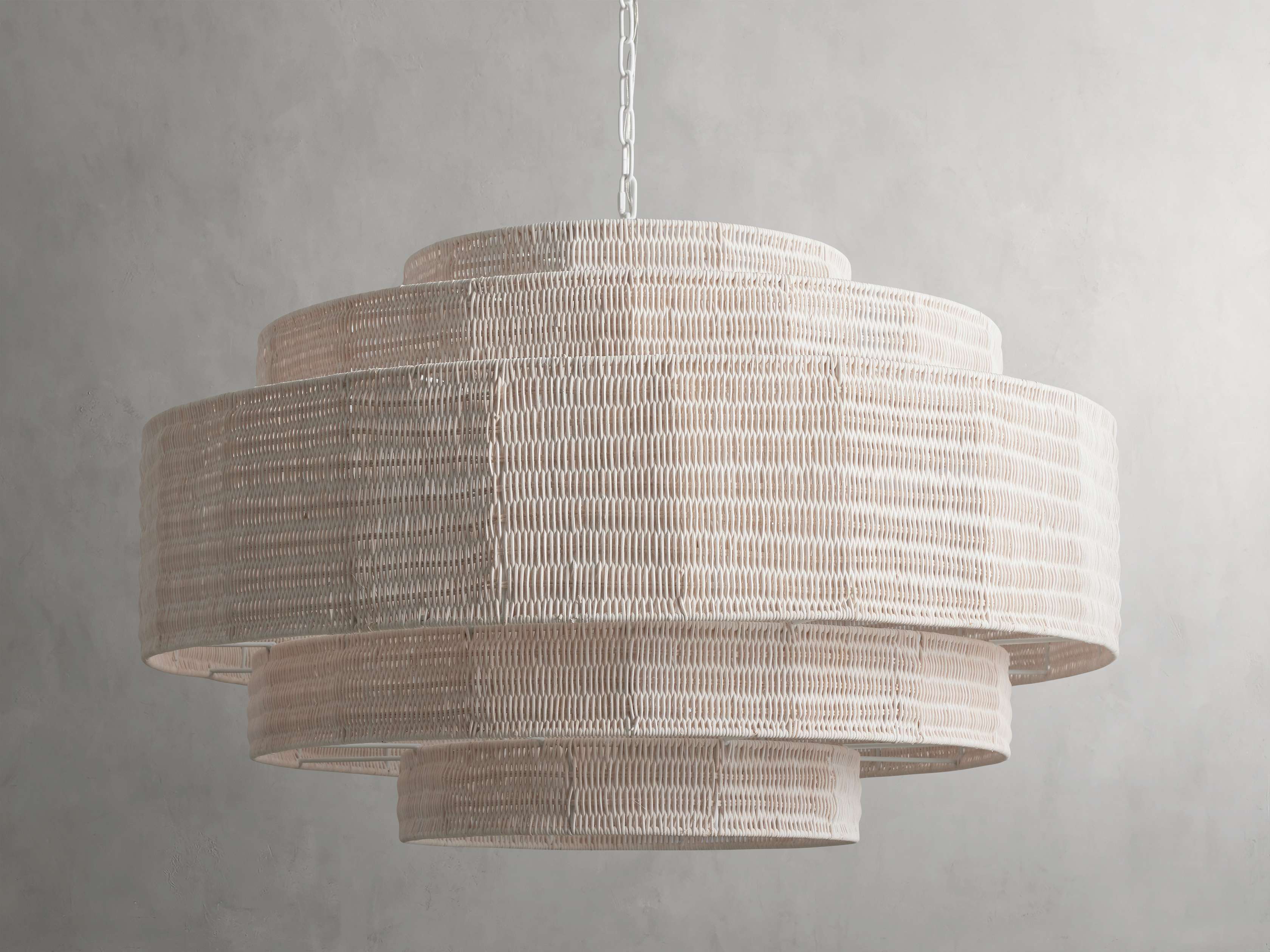 Black Rattan Tiered chandelier - Aster Arc for dining room view 12