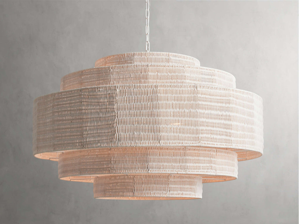 Black Rattan Tiered chandelier - Aster Arc for dining room view 22