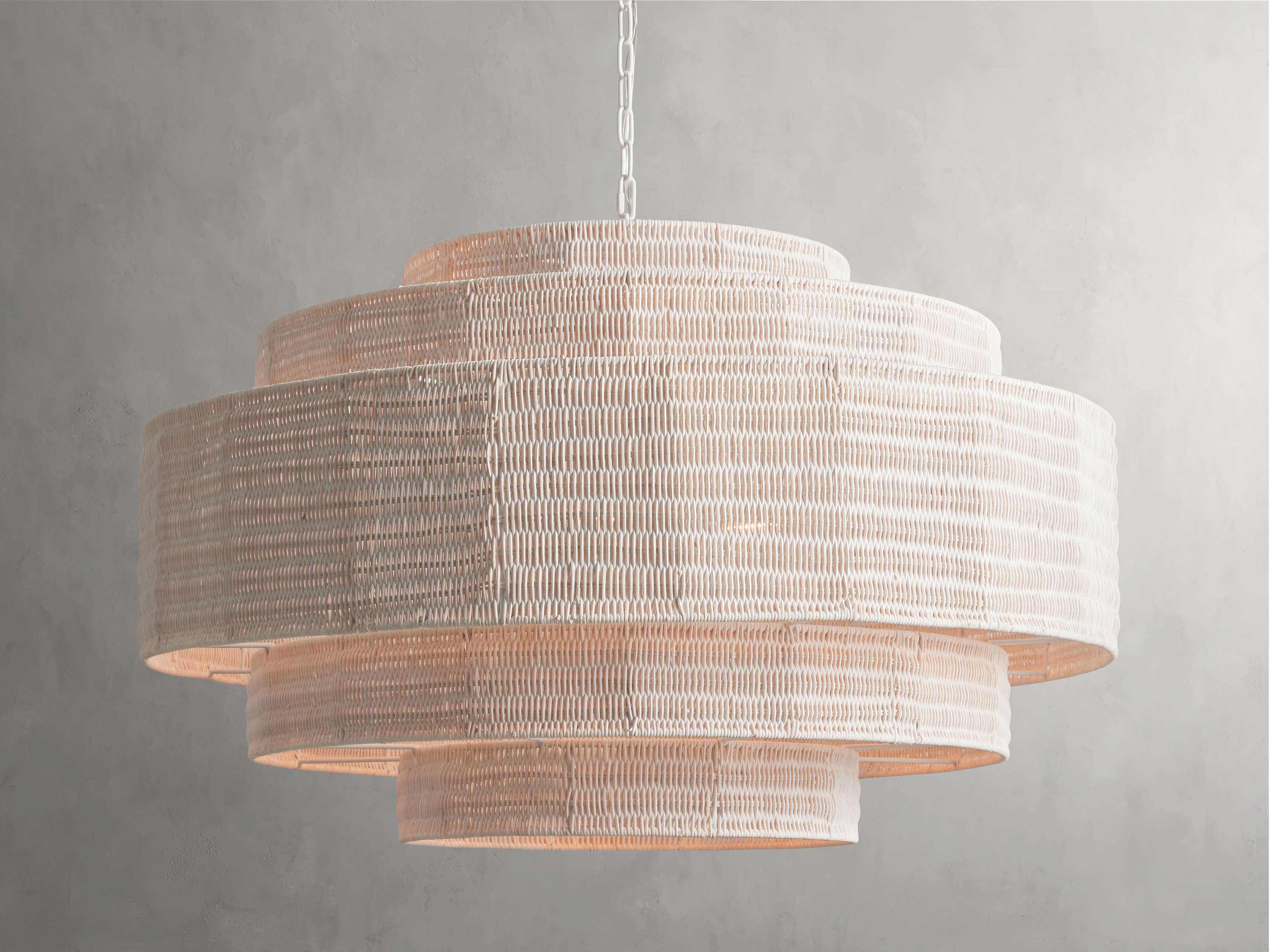 Black Rattan Tiered chandelier - Aster Arc for dining room view 22