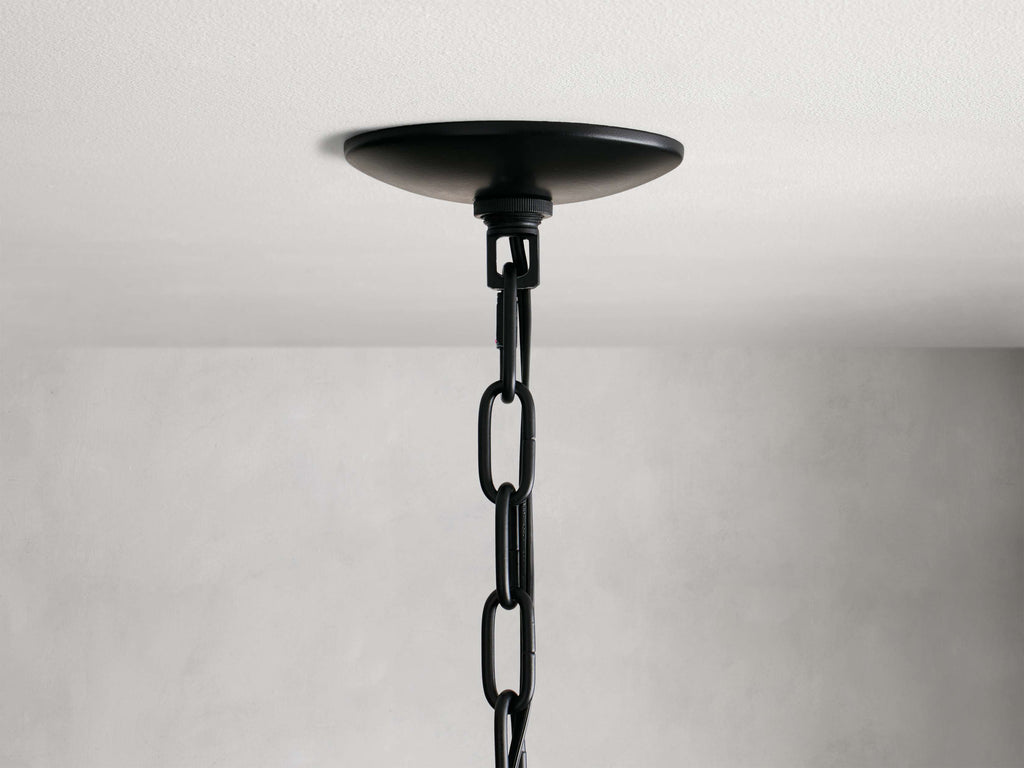 Black Rattan Tiered chandelier - Aster Arc for dining room view 20
