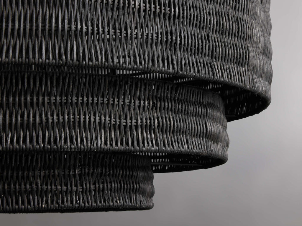 Black Rattan Tiered chandelier - Aster Arc for dining room view 19
