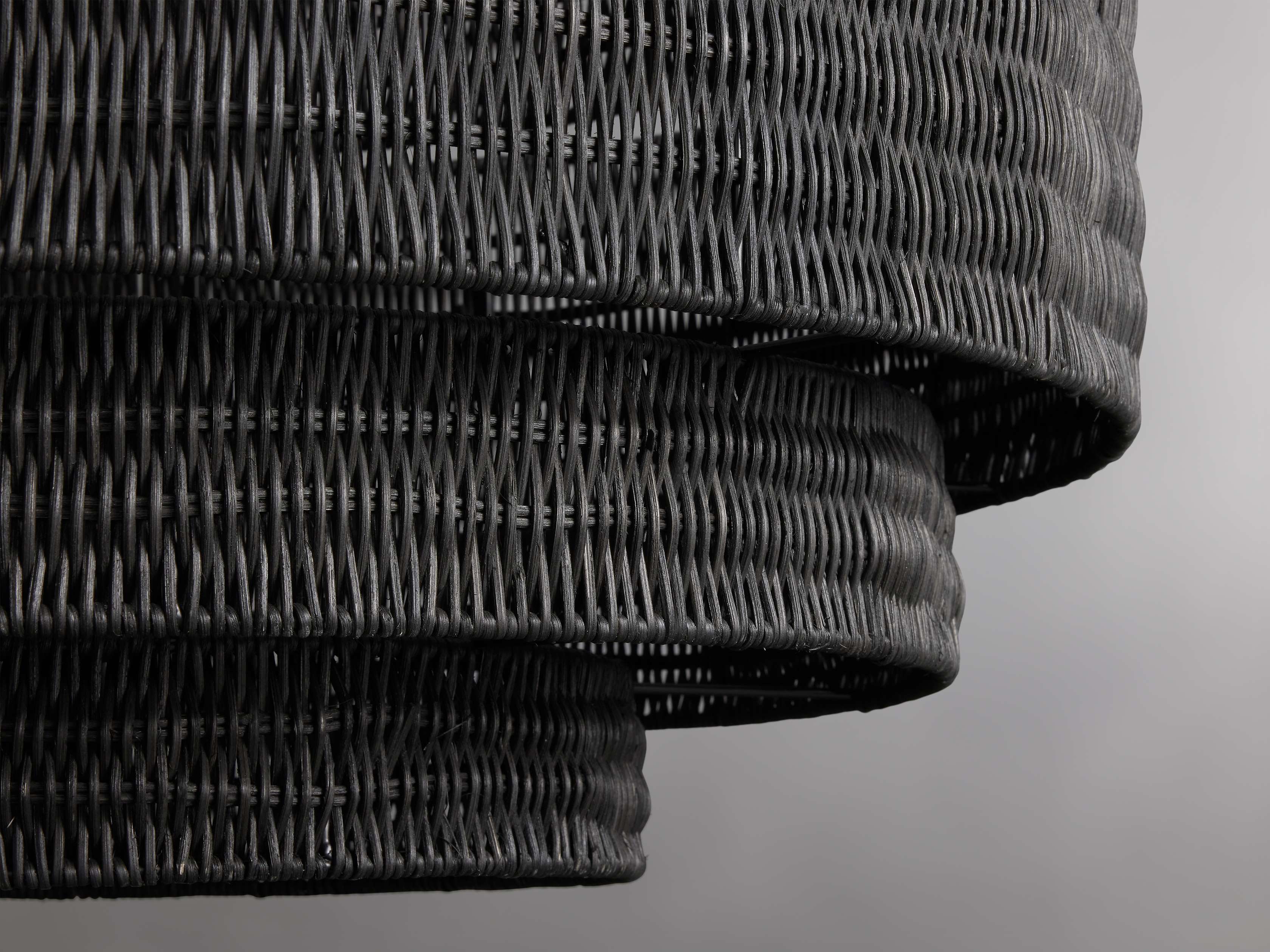 Black Rattan Tiered chandelier - Aster Arc for dining room view 19
