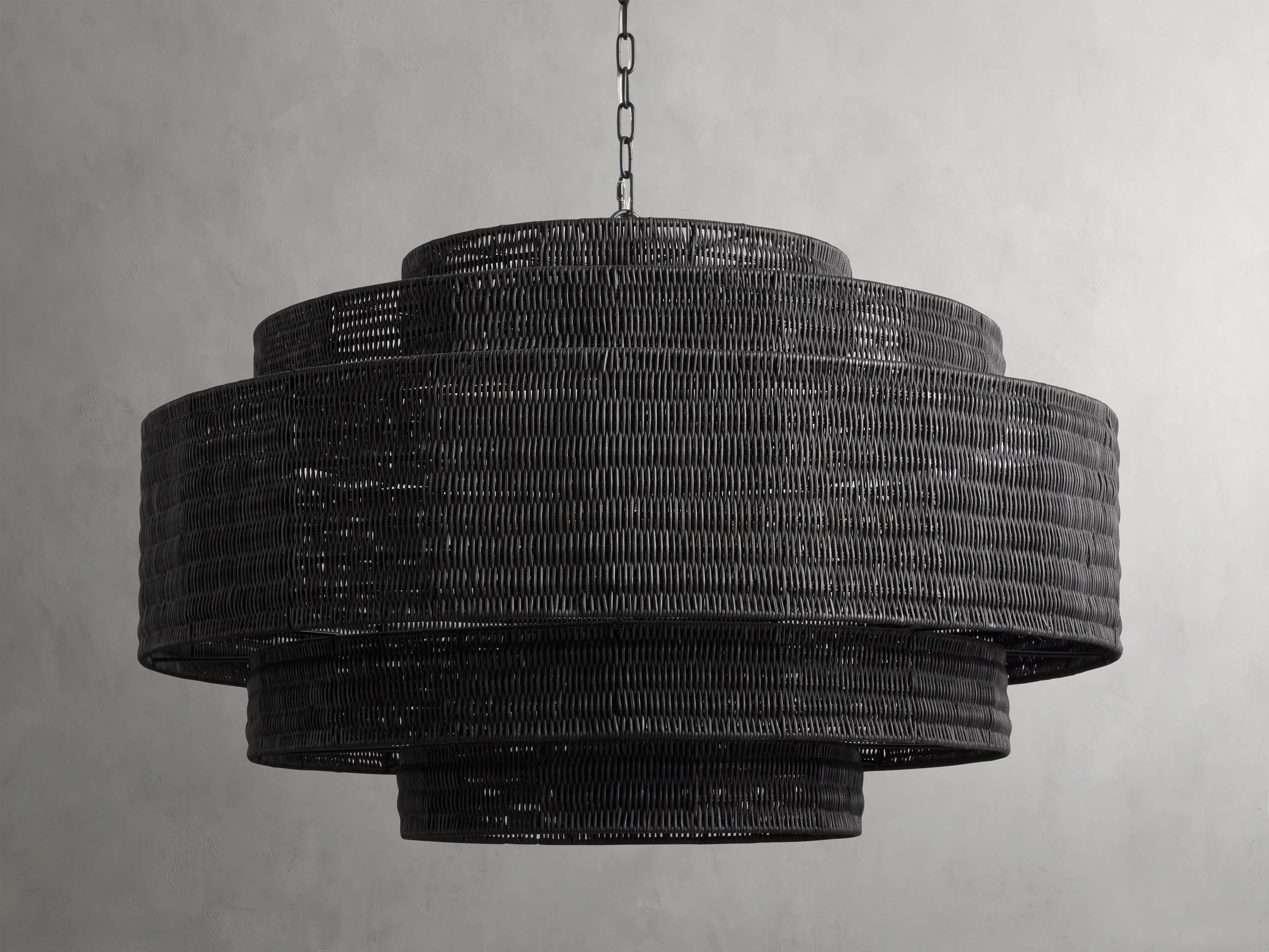 Black Rattan Tiered chandelier - Aster Arc for dining room view 18
