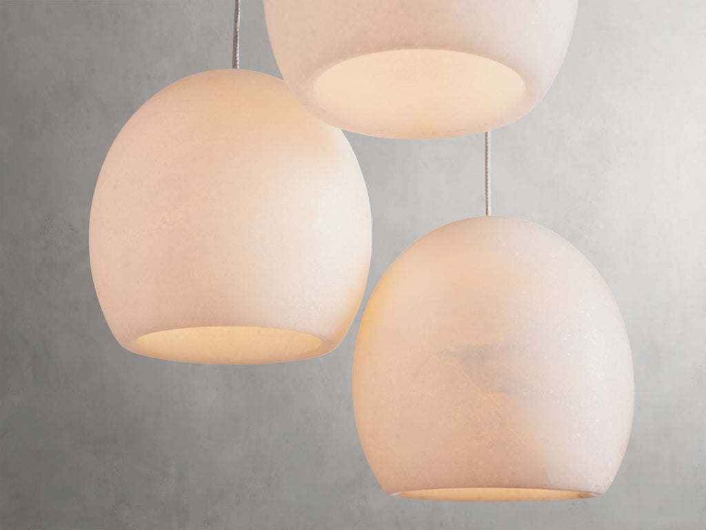 Natural Alabaster Round chandelier - Riven Wisp for dining room view 13