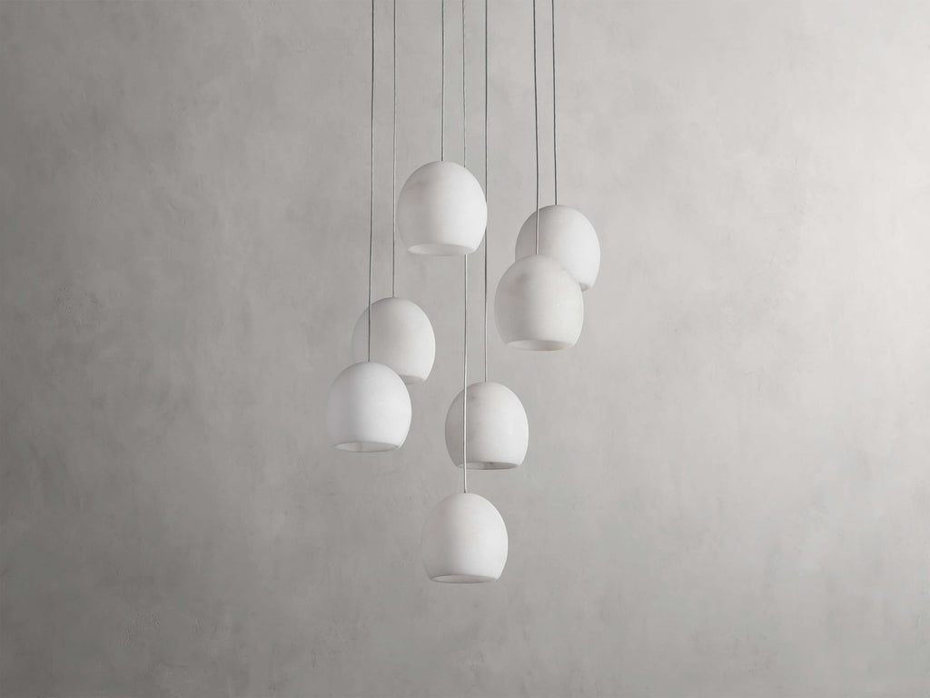 Natural Alabaster Round chandelier - Riven Wisp for dining room view 15