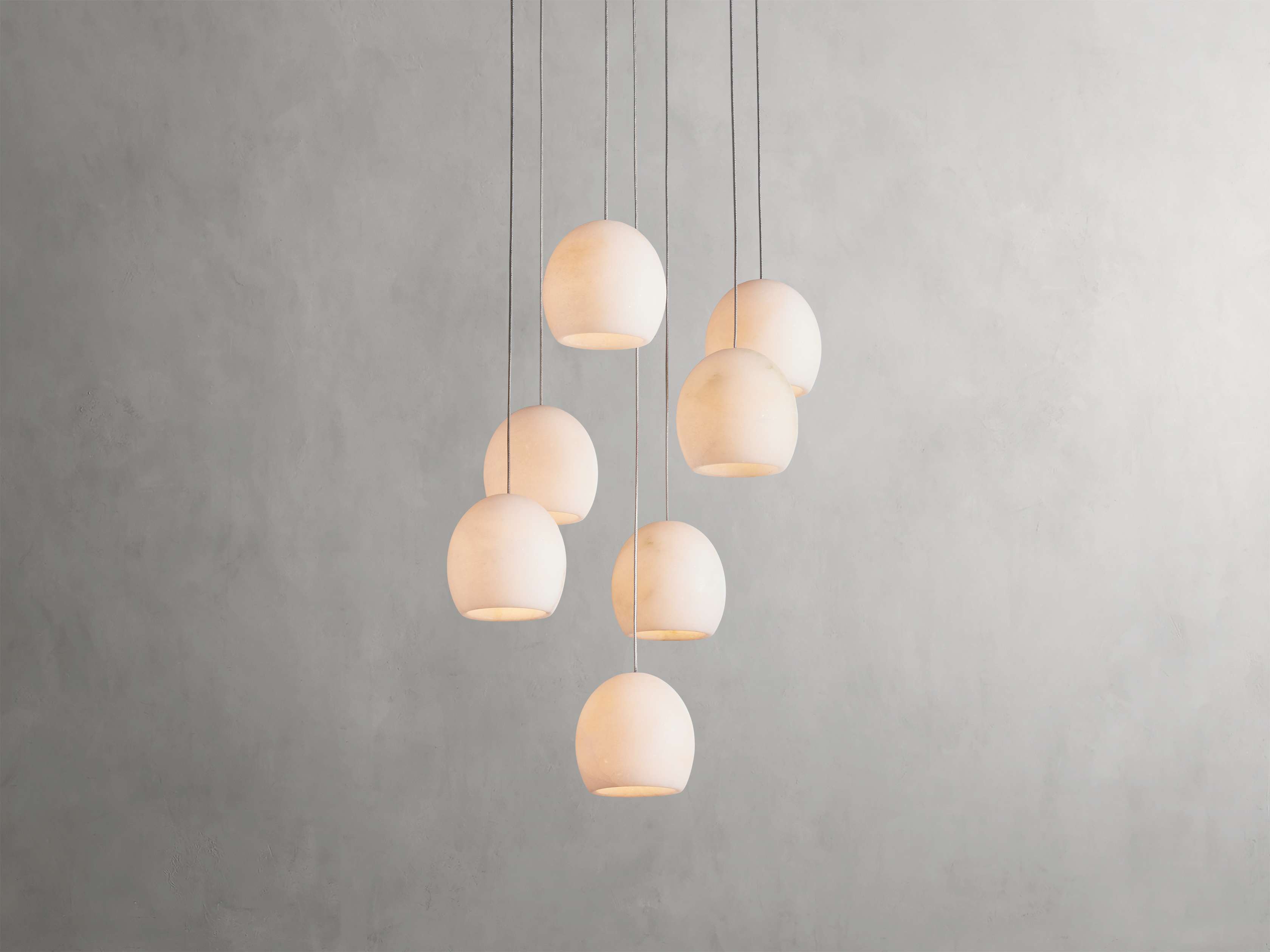 Natural Alabaster Round chandelier - Riven Wisp for dining room view 9
