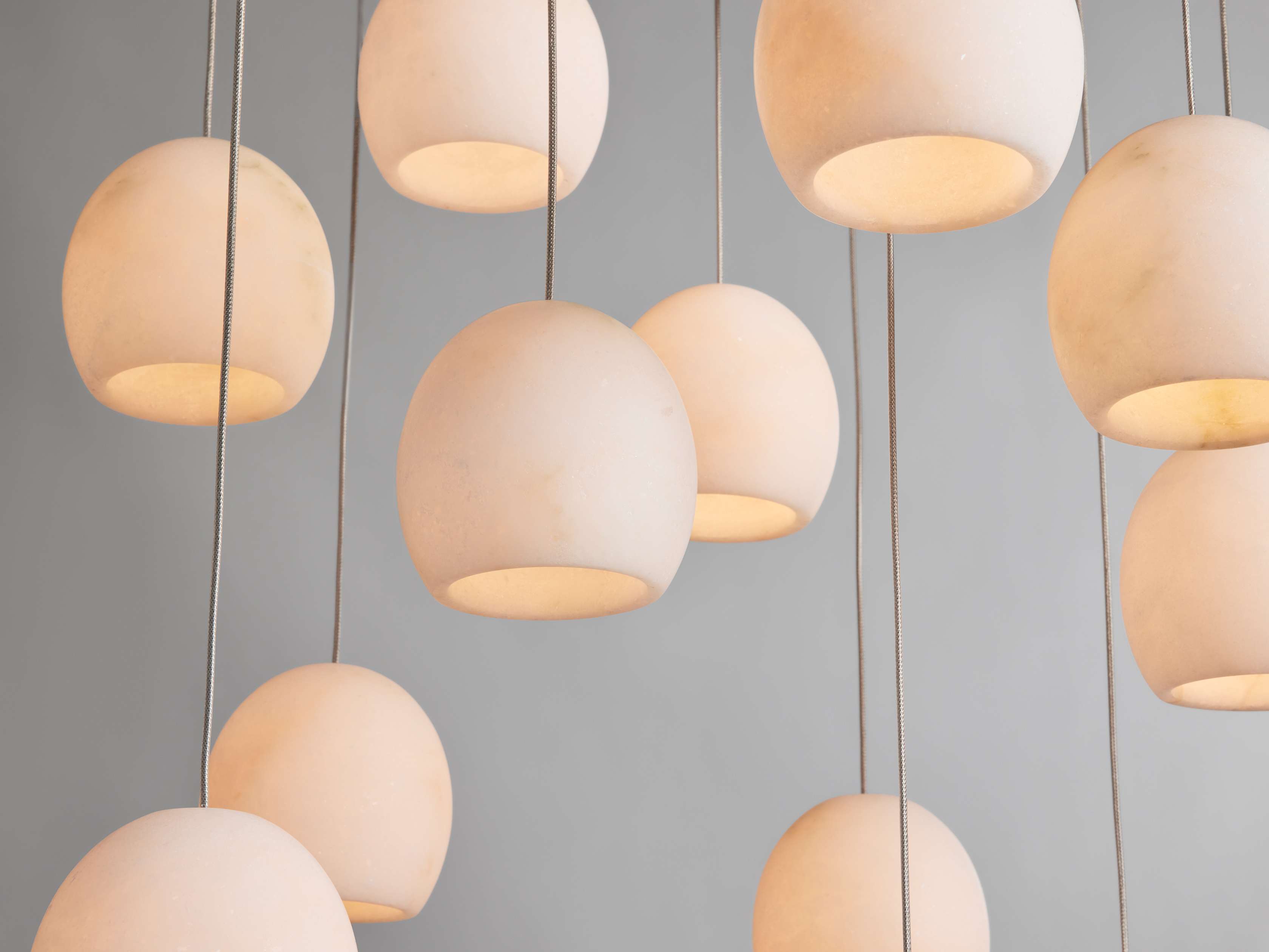 Natural Alabaster Round chandelier - Riven Wisp for dining room view 4