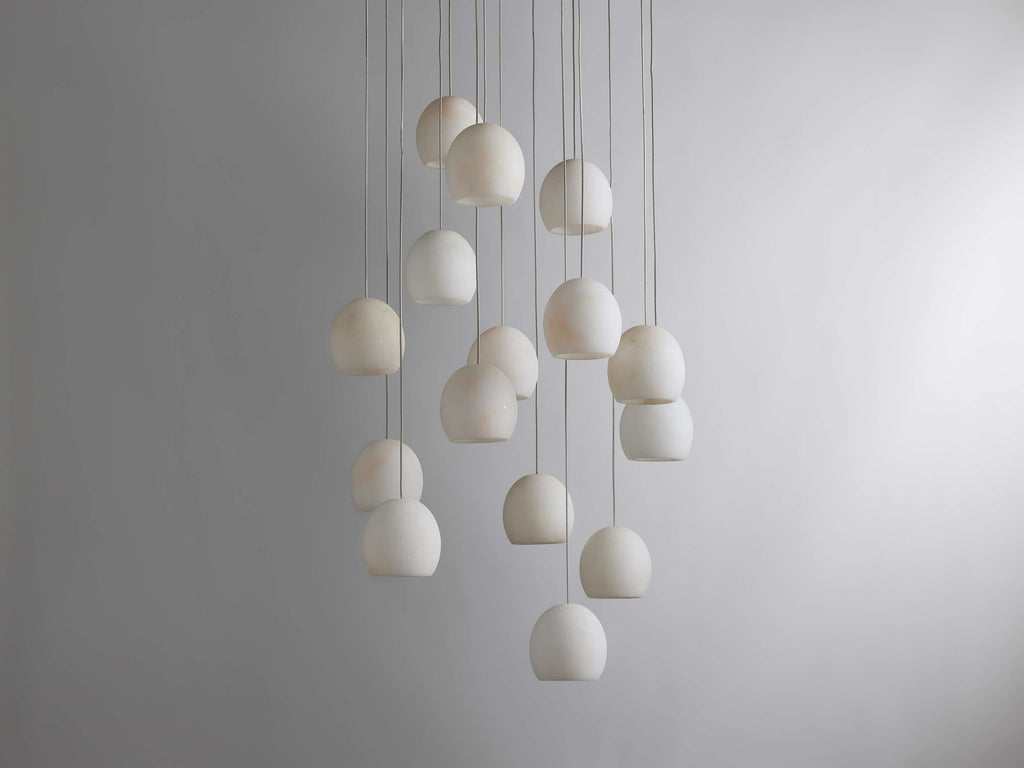 Natural Alabaster Round chandelier - Riven Wisp for dining room view 3