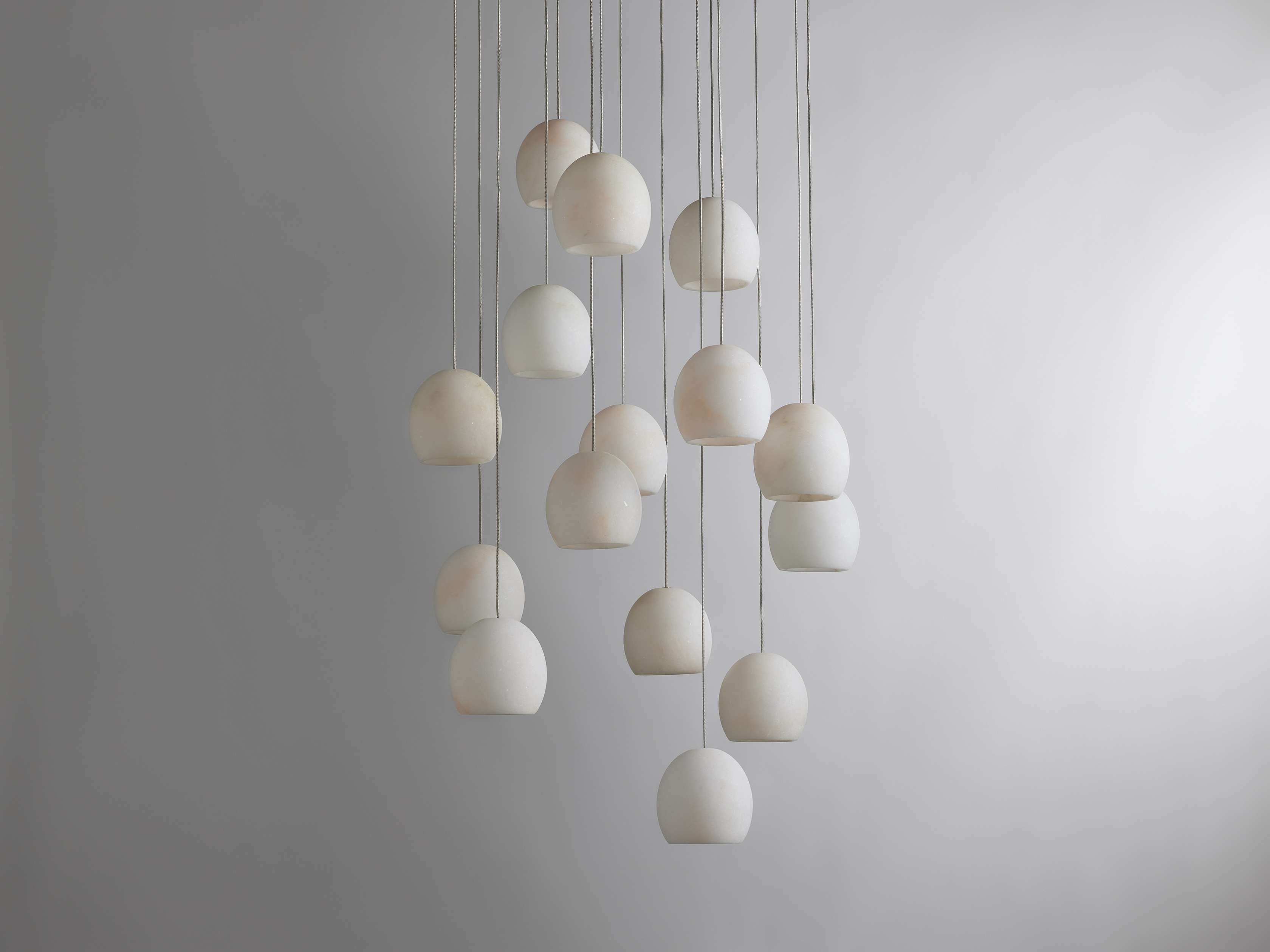 Natural Alabaster Round chandelier - Riven Wisp for dining room view 3