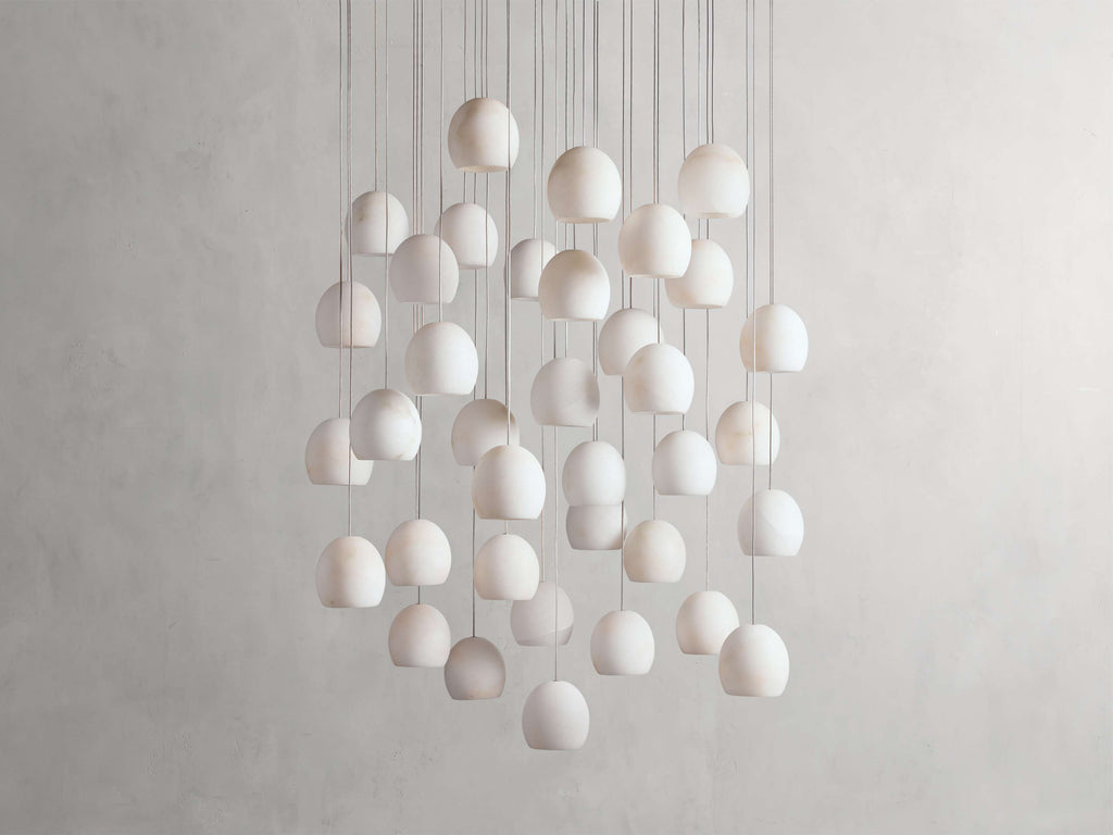 Natural Alabaster Round chandelier - Riven Wisp for dining room view 6