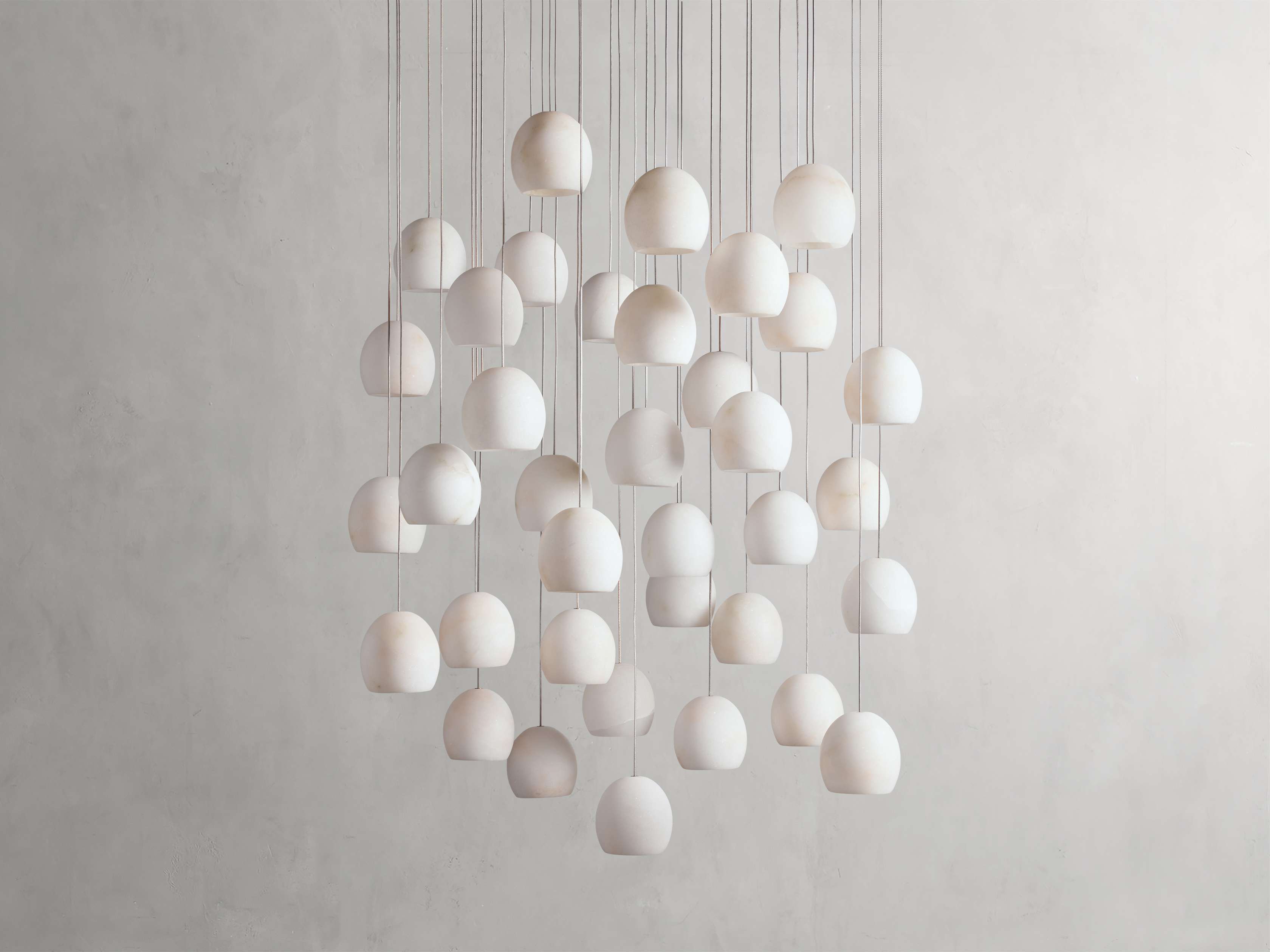 Natural Alabaster Round chandelier - Riven Wisp for dining room view 6