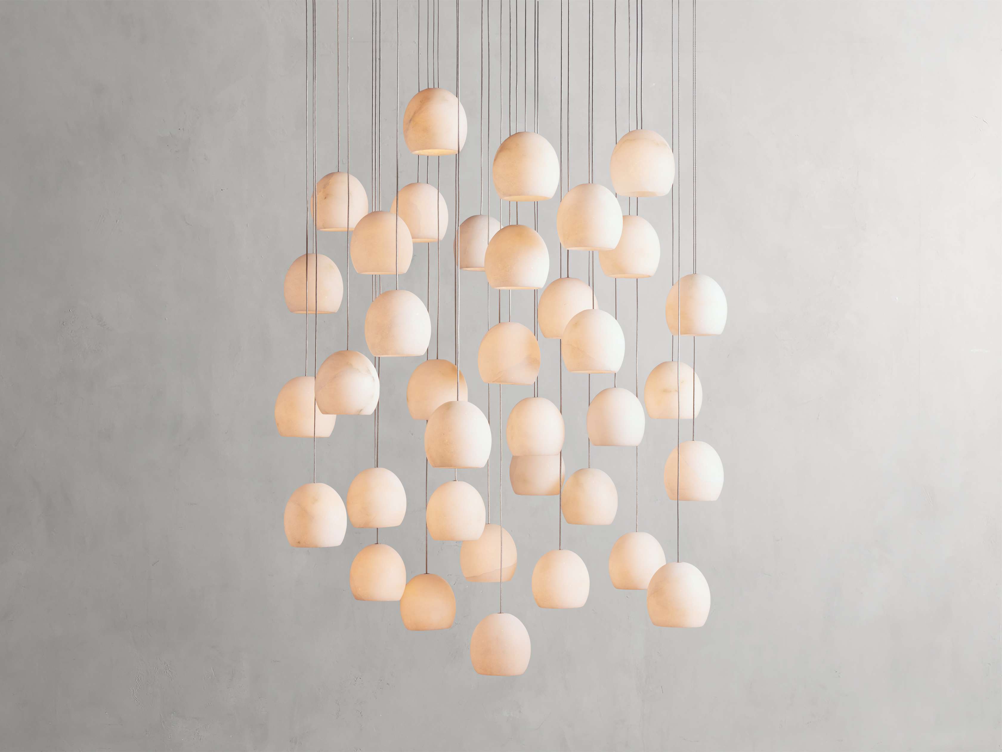 Natural Alabaster Round chandelier - Riven Wisp for dining room view 11