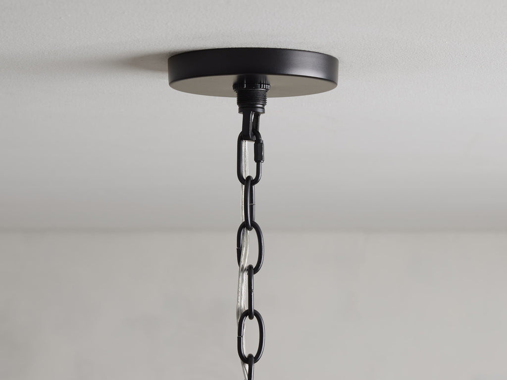 Matte Black Rattan Candle chandelier - Indra Wisp for dining room view 4
