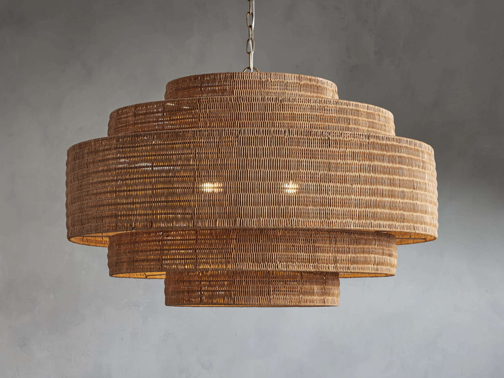 Black Rattan Tiered chandelier - Aster Arc for dining room view 10
