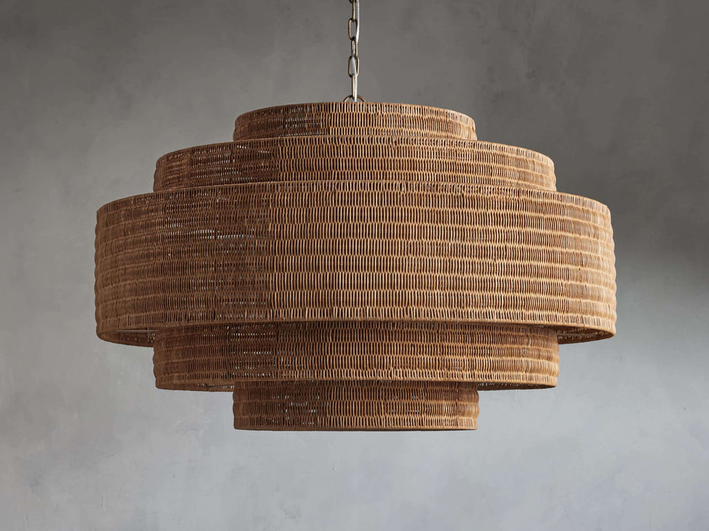 Black Rattan Tiered chandelier - Aster Arc for dining room view 5