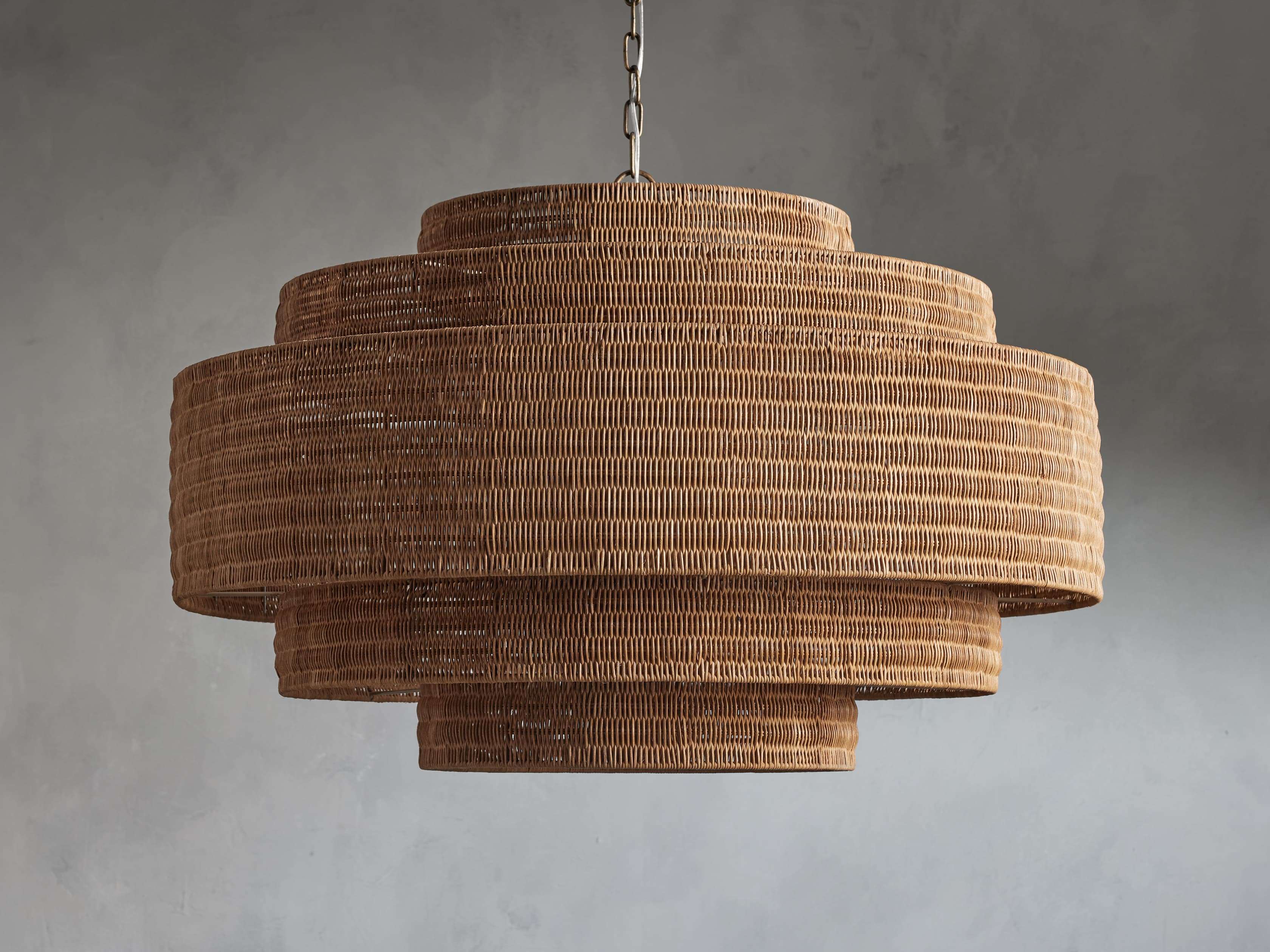 Black Rattan Tiered chandelier - Aster Arc for dining room view 5