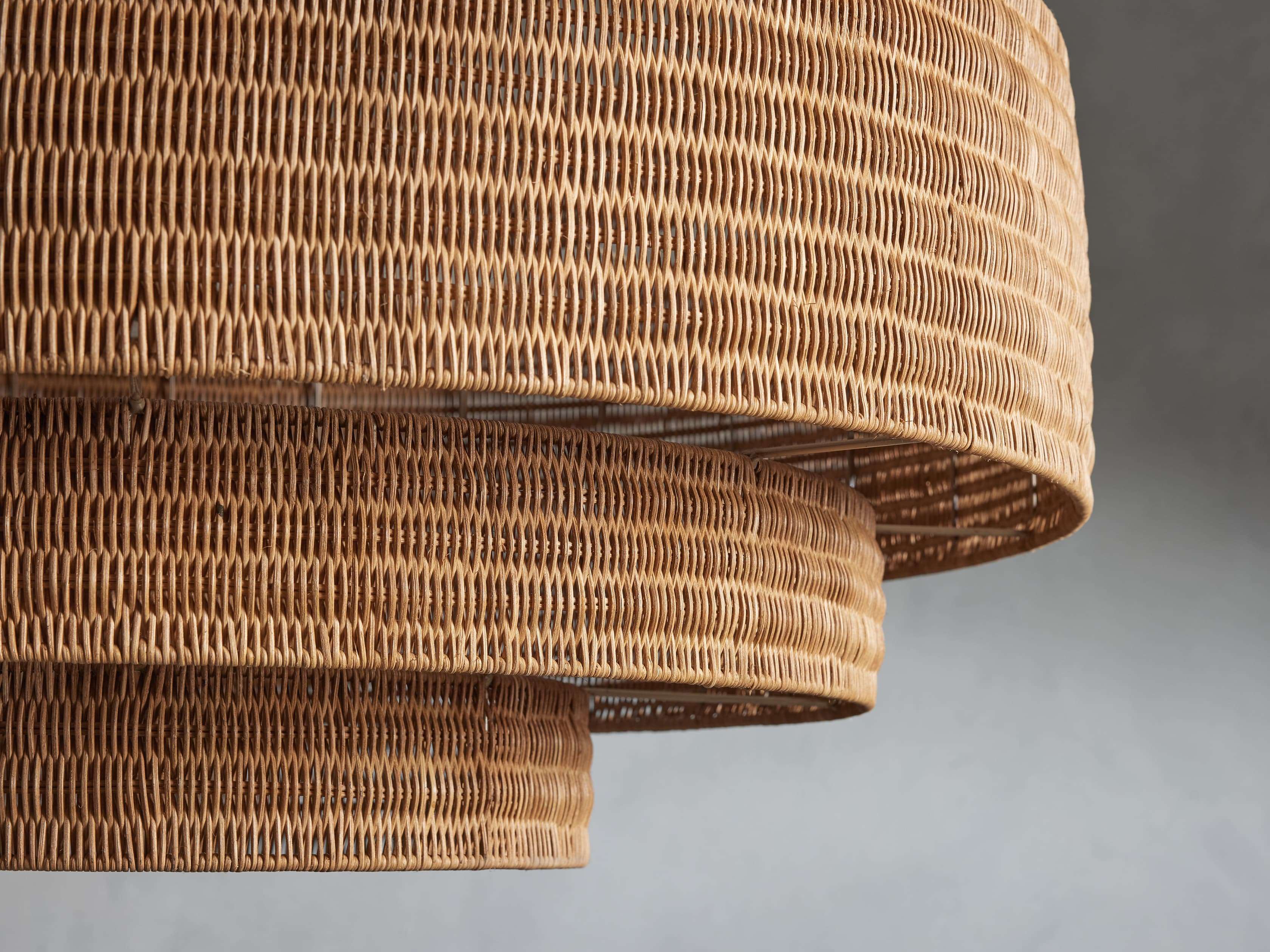 Black Rattan Tiered chandelier - Aster Arc for dining room view 6