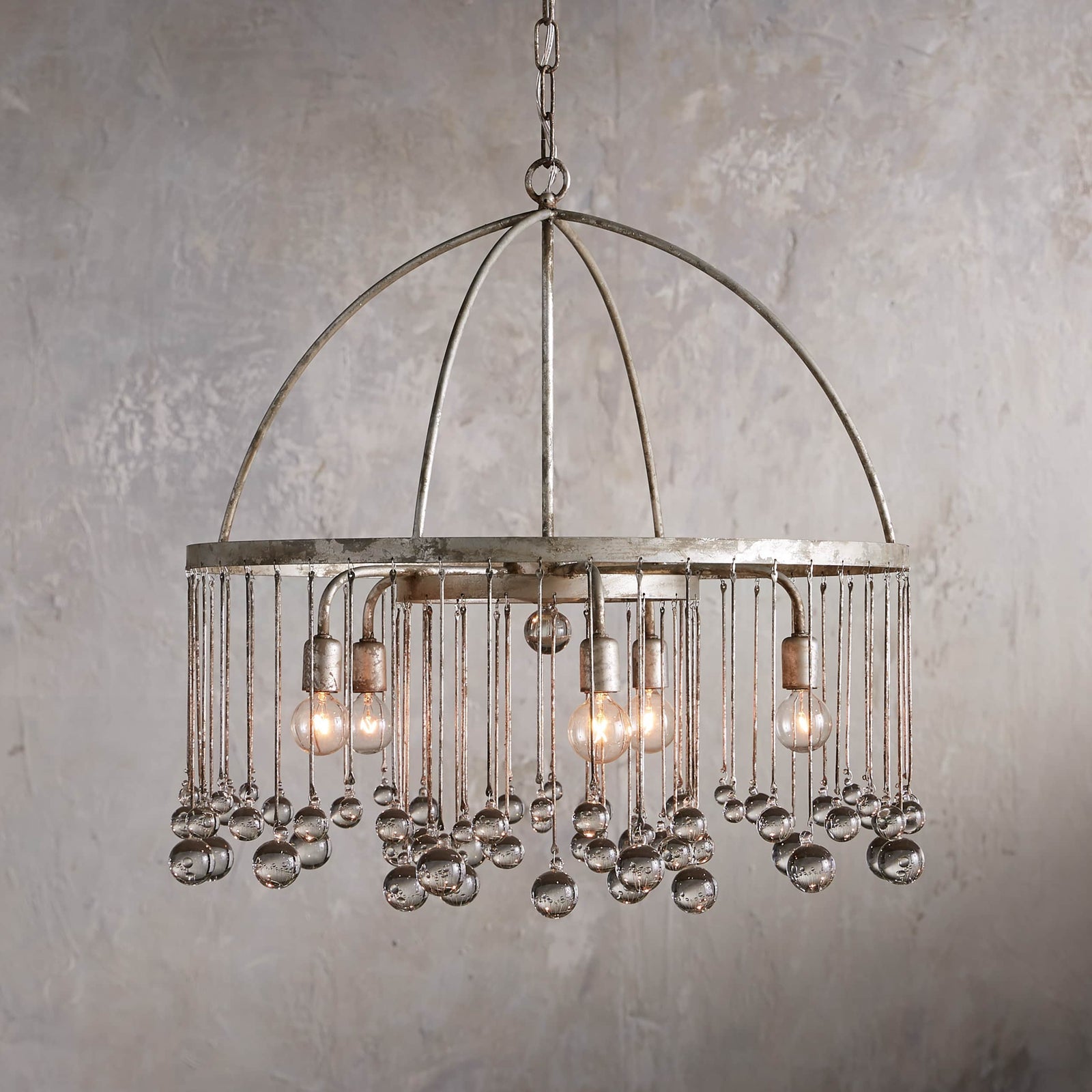 Silver Crystal Round chandelier - Evren Wisp for dining room view 1