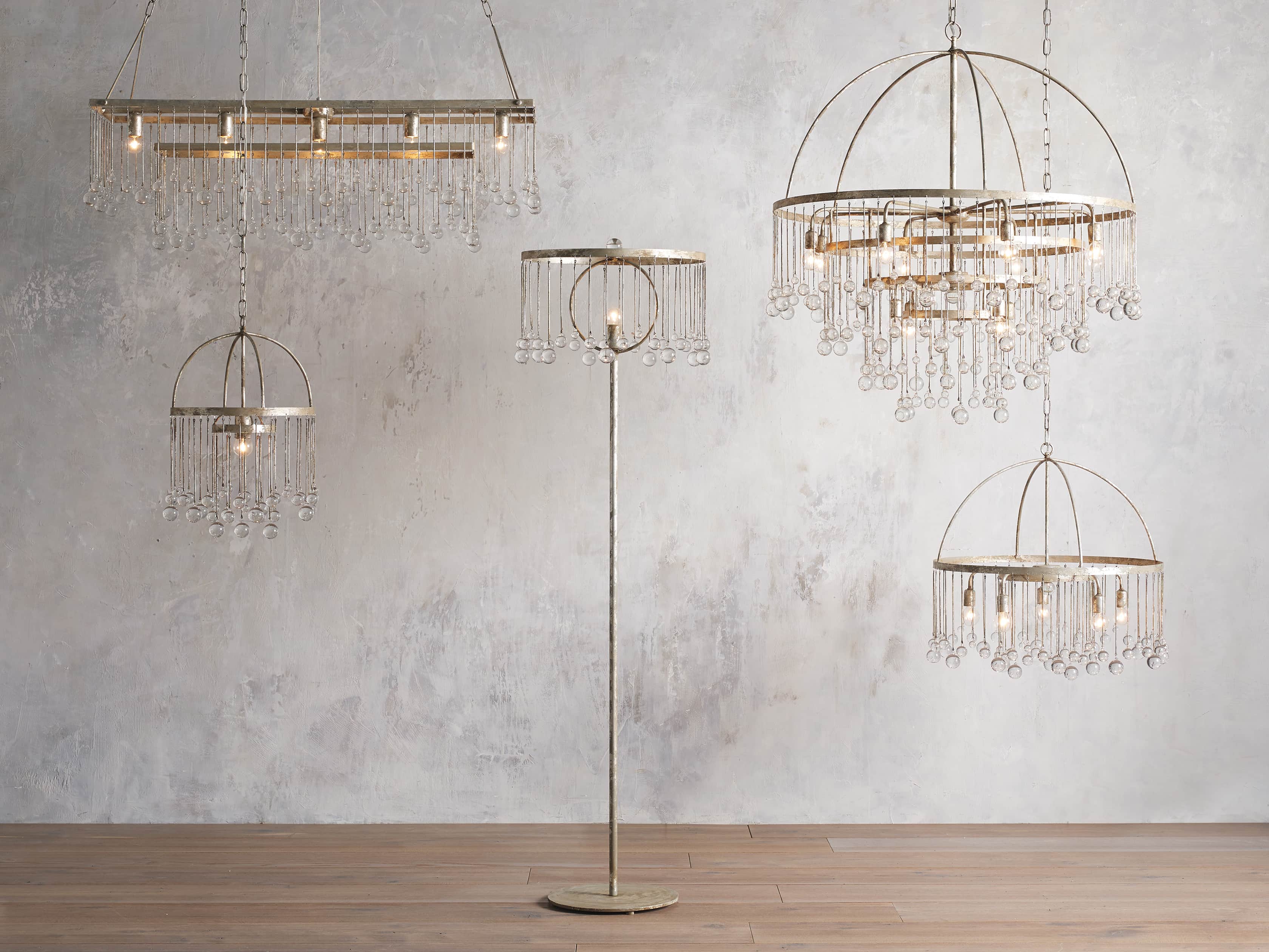 Silver Crystal Round chandelier - Evren Wisp for dining room view 3