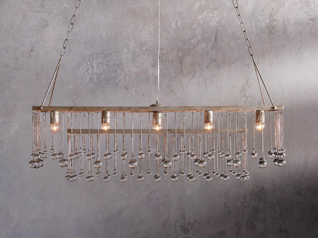 5-Light 47.25-59.75 in. Silver Crystal Rectangle LED Chandelier - Ottilie Wisp | Tianguang Chandelier