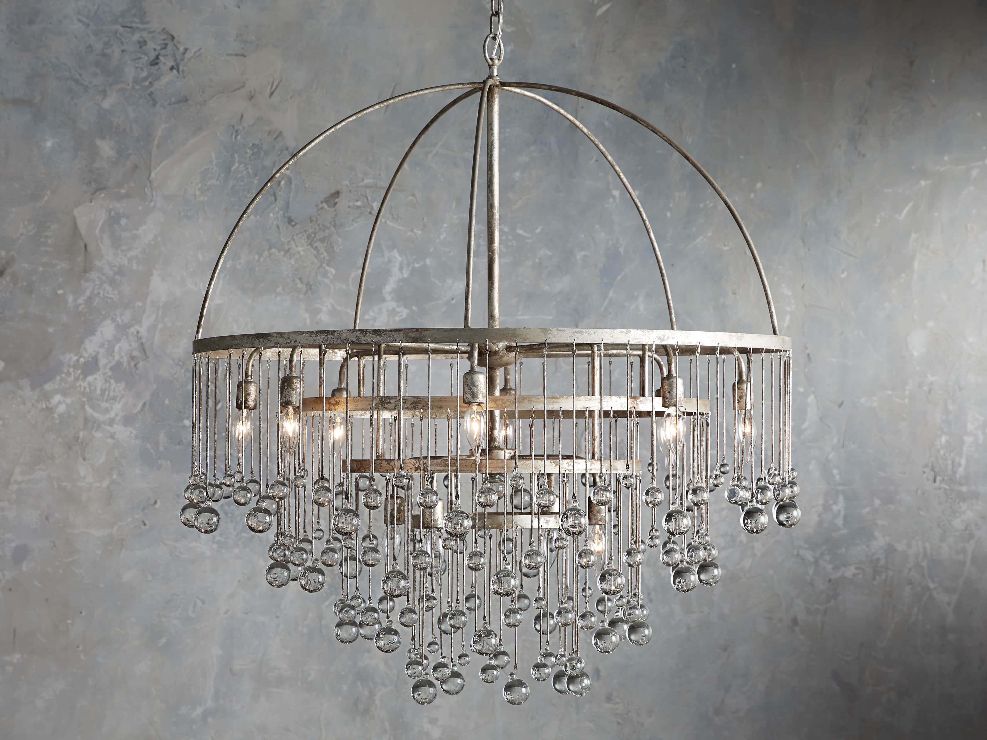 Silver Crystal Round chandelier - Evren Wisp for dining room view 2