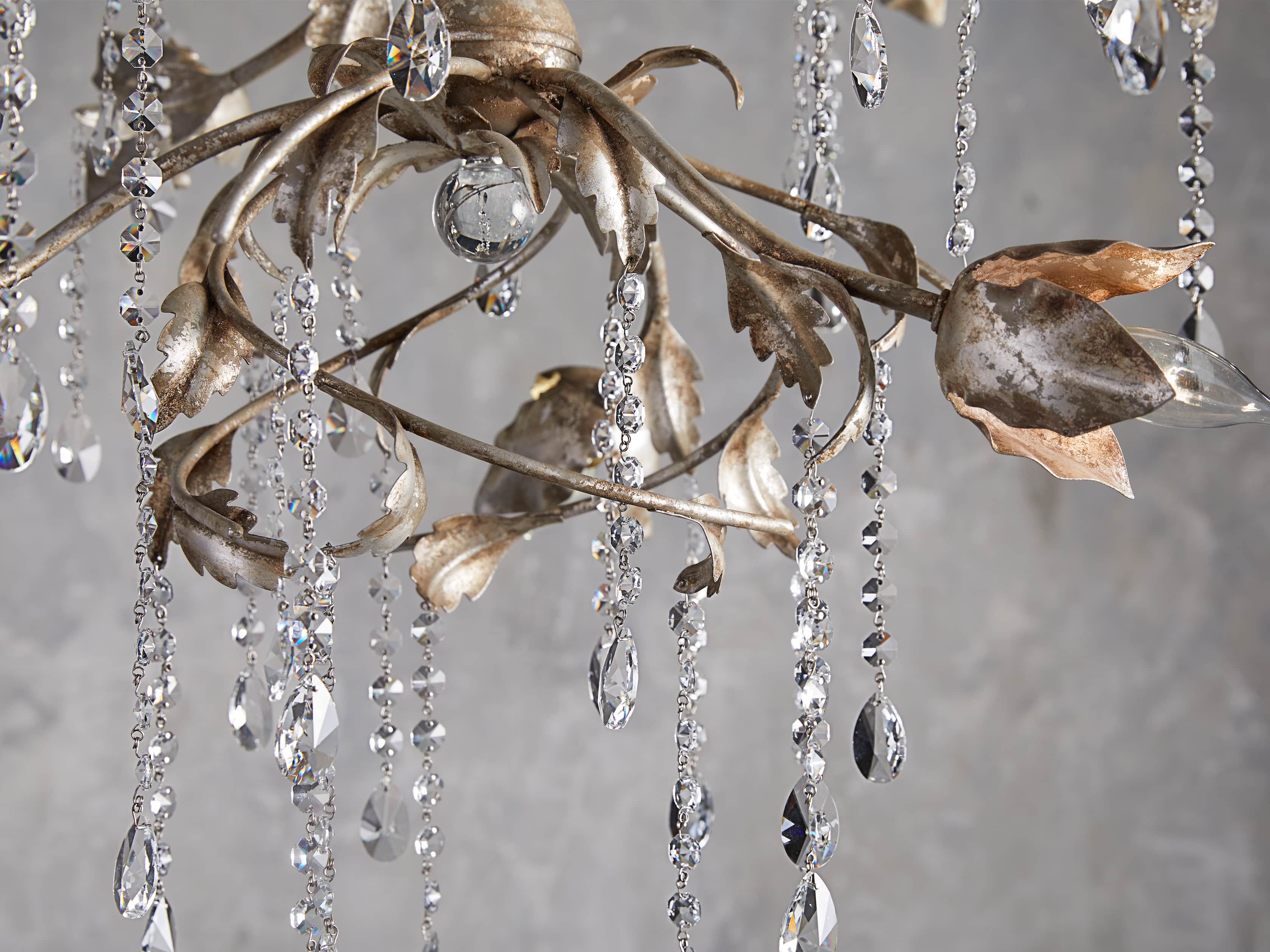 Silver Crystal Round chandelier - Seren Wisp for dining room view 2