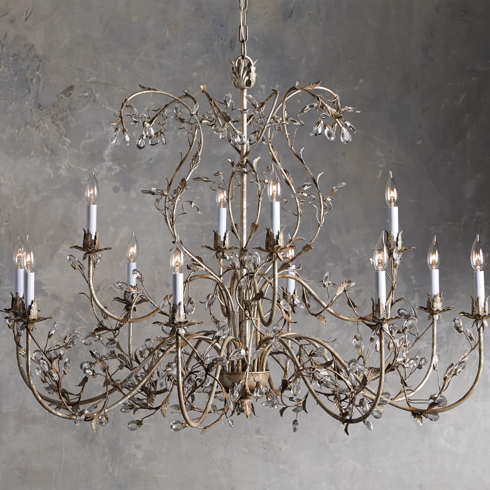 Silver Crystal chandelier - Lazuli Wisp for dining room view 1