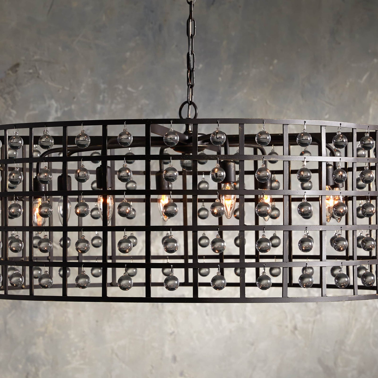 Bronze Crystal Round chandelier - Jovie Wisp for dining room view 1
