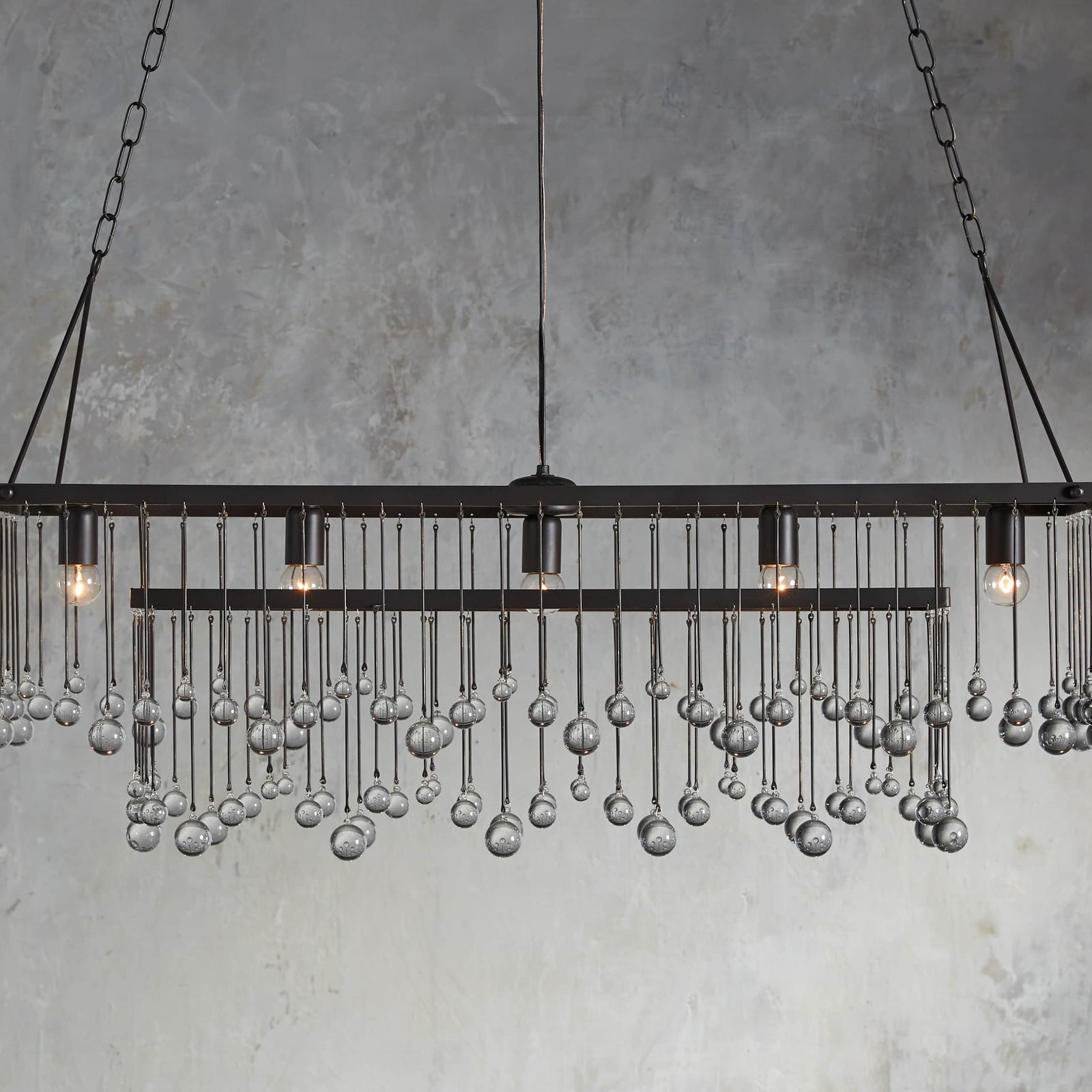 Brass Crystal Linear chandelier - Celeste Court for dining room view 1