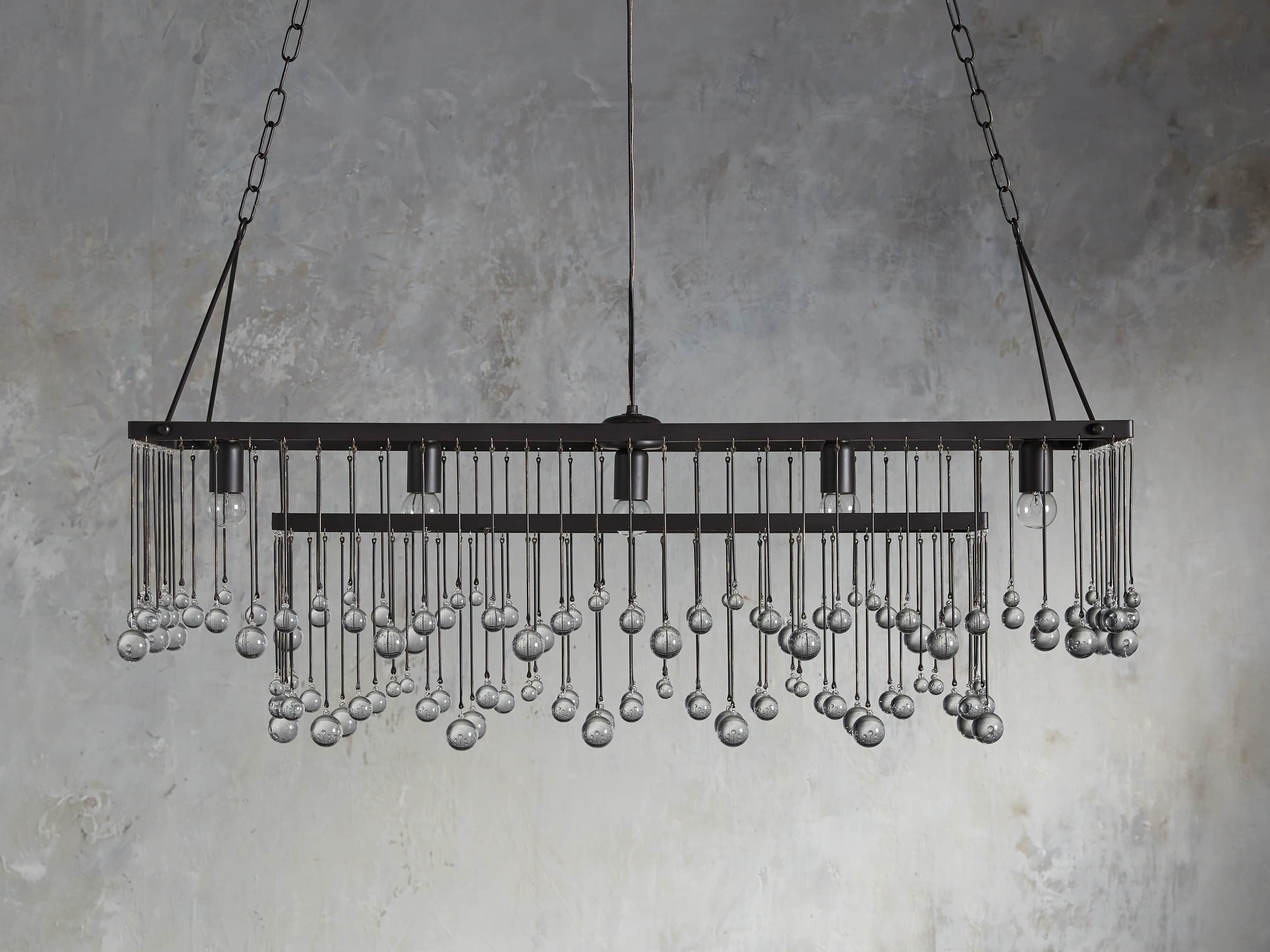 Brass Crystal Linear chandelier - Celeste Court for dining room view 18