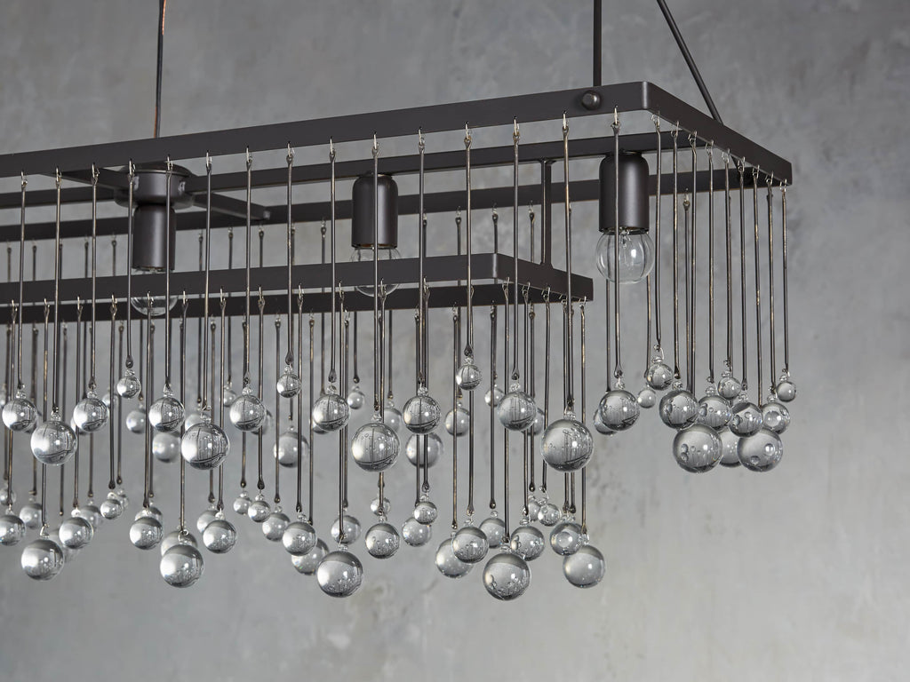 Brass Crystal Linear chandelier - Celeste Court for dining room view 19