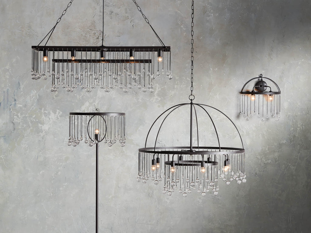 Brass Crystal Linear chandelier - Celeste Court for dining room view 21
