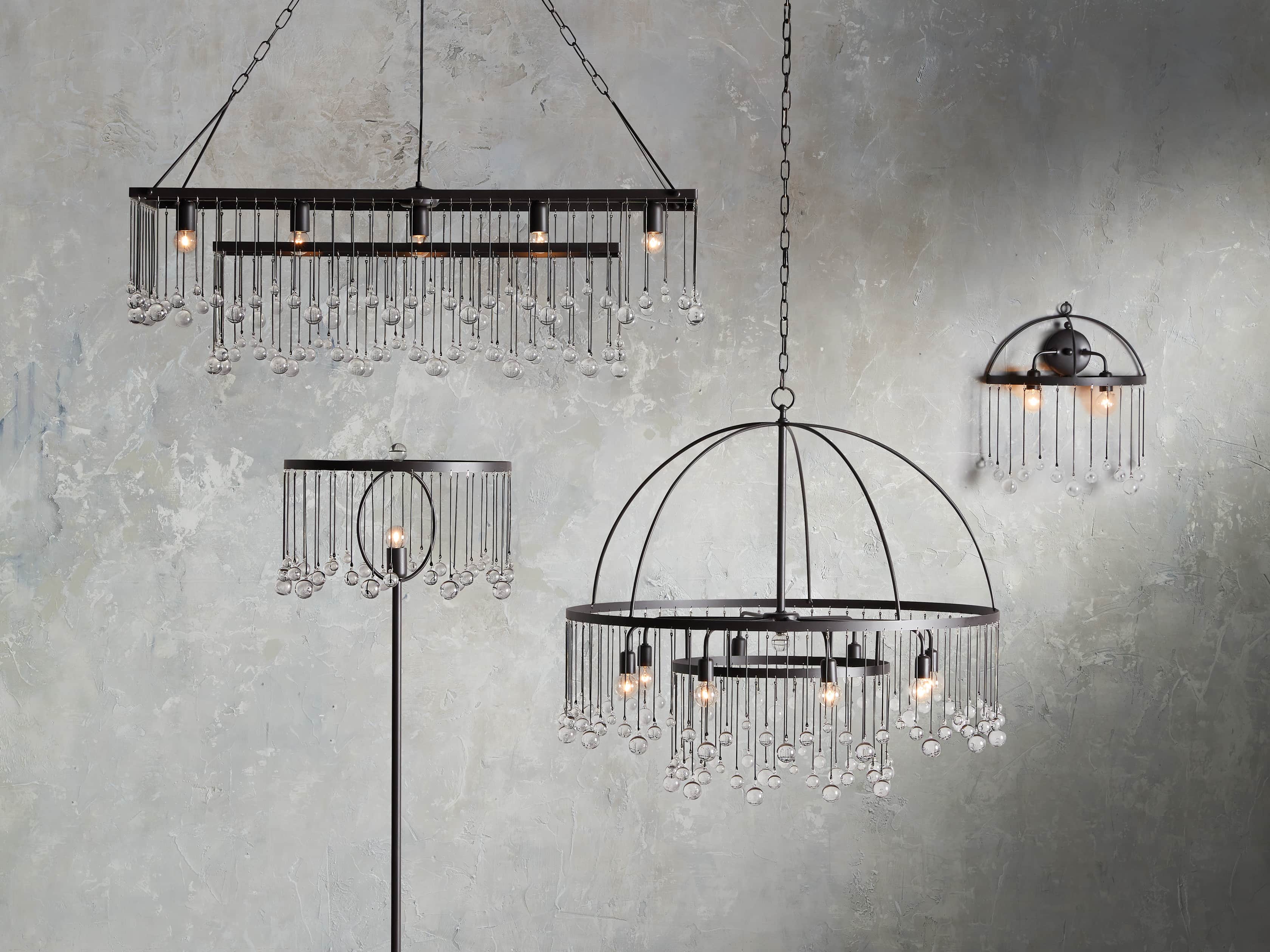 Brass Crystal Linear chandelier - Celeste Court for dining room view 21