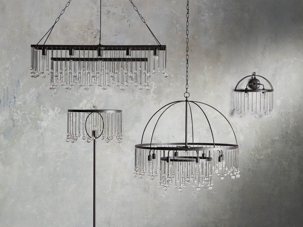Brass Crystal Linear chandelier - Celeste Court for dining room view 2