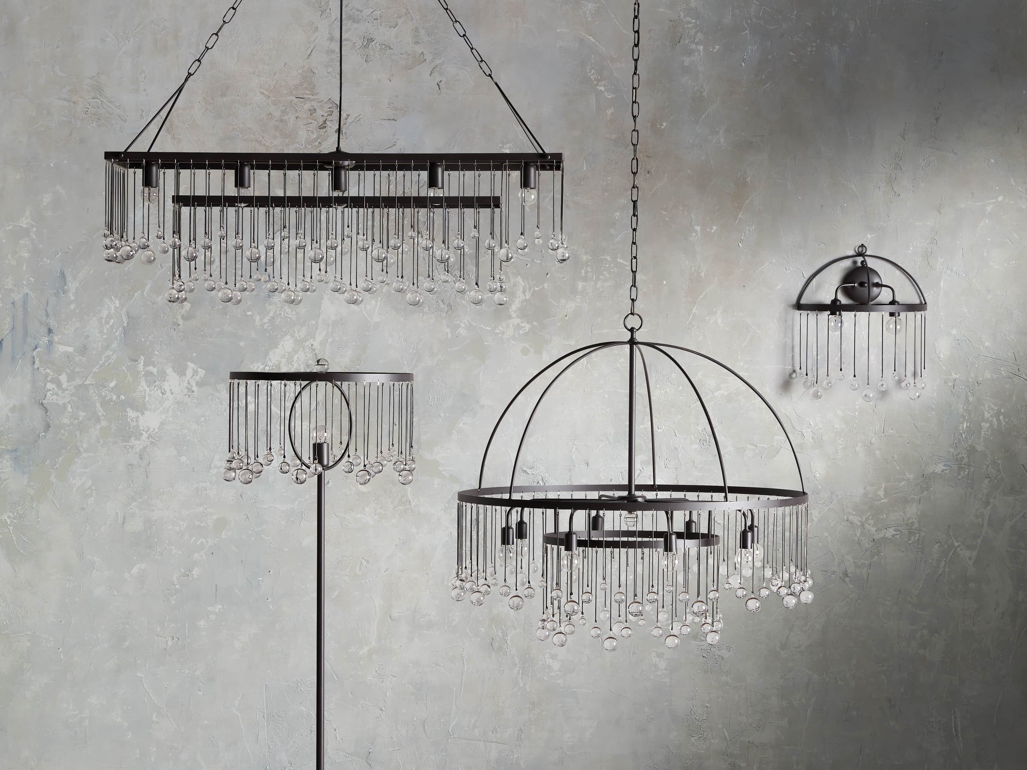 Brass Crystal Linear chandelier - Celeste Court for dining room view 2